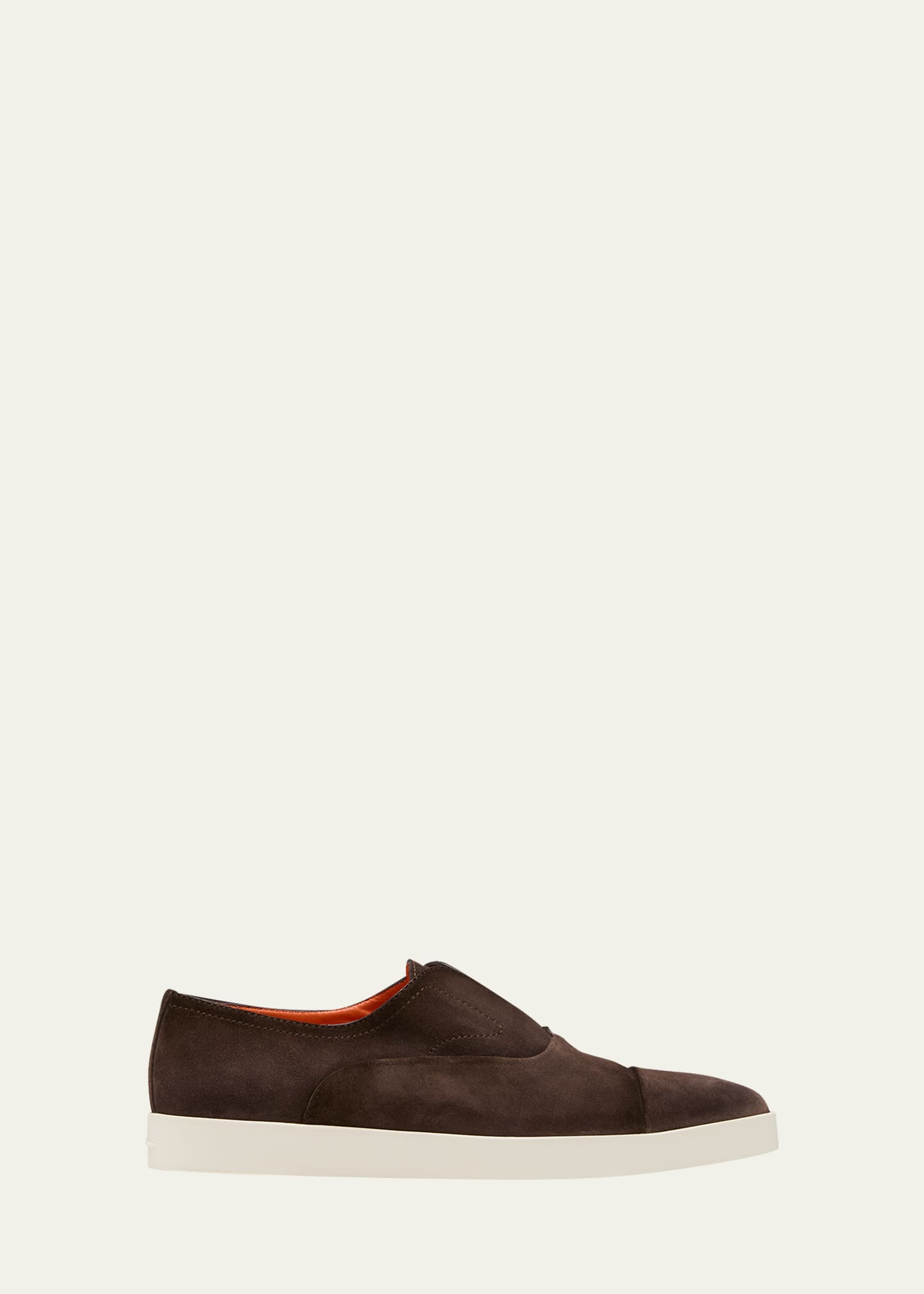 Santoni Men's Money Laceless Leather Slip-on Sneakers In Dark Brown