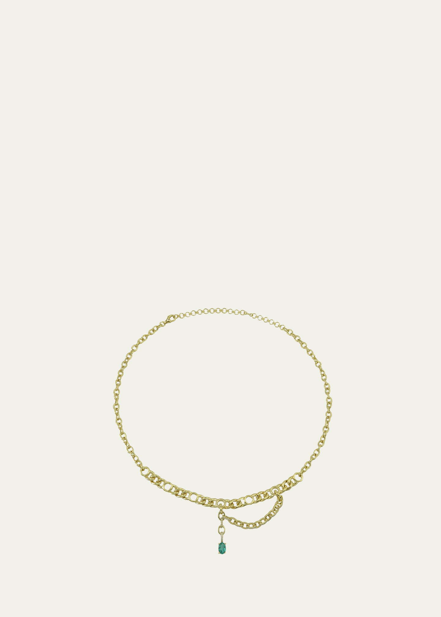 Type Jewelry Punk Chain Diamond And Emerald Necklace In Yg