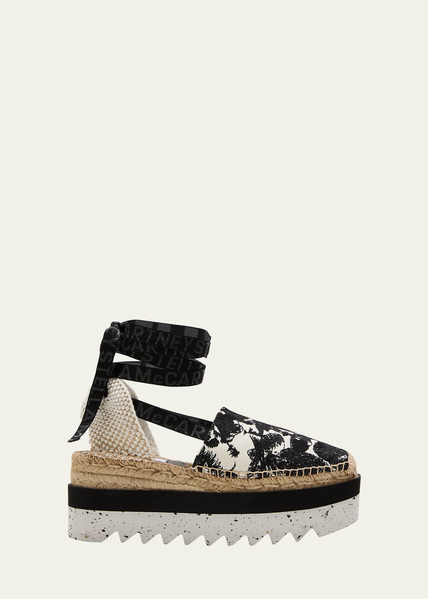 Shop Stella Mccartney Gaia Platform Self-tie Espadrilles In Mushroom