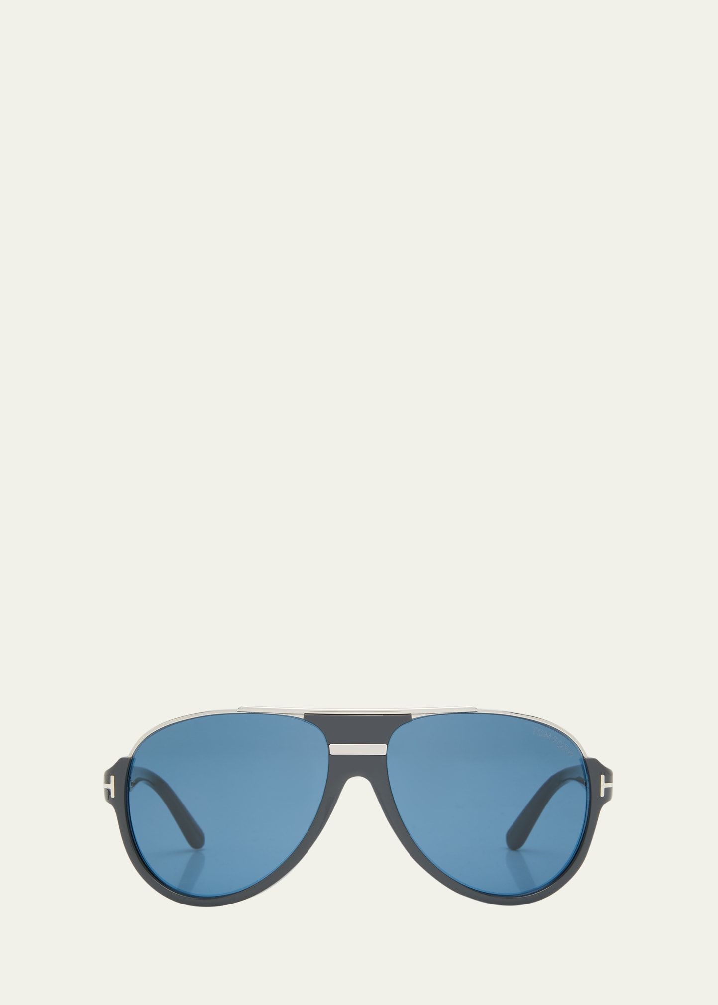 Shop Tom Ford Men's Polarized Acetate Sunglasses In Shiny Grey Shiny