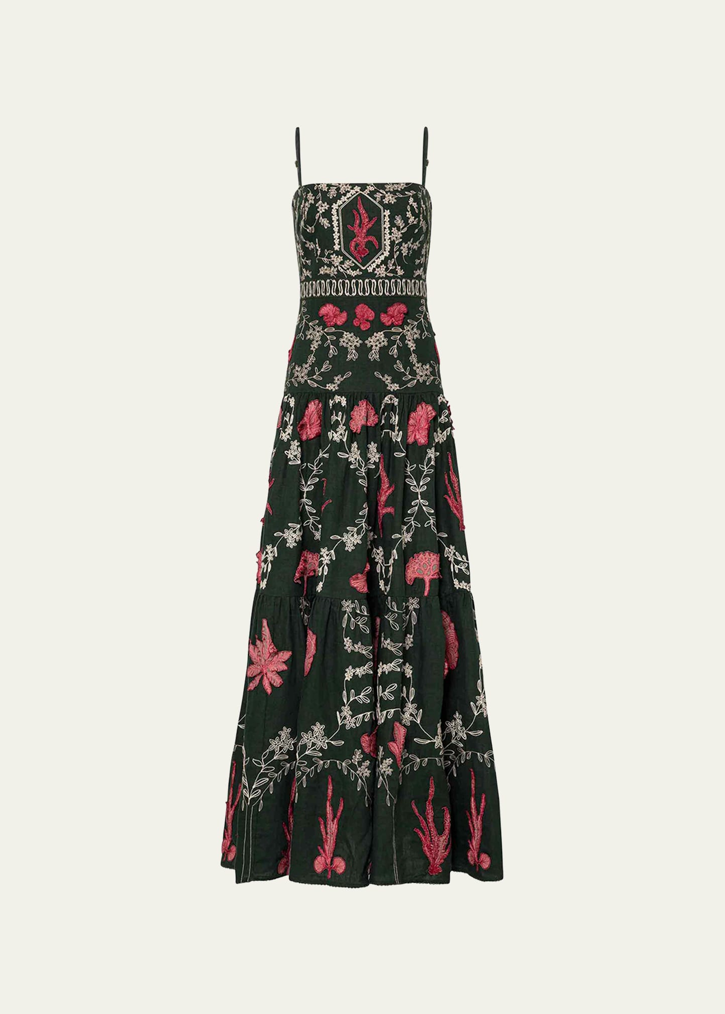Agua By Agua Bendita Lima Encaje Embroidered Maxi Dress In Encaje
