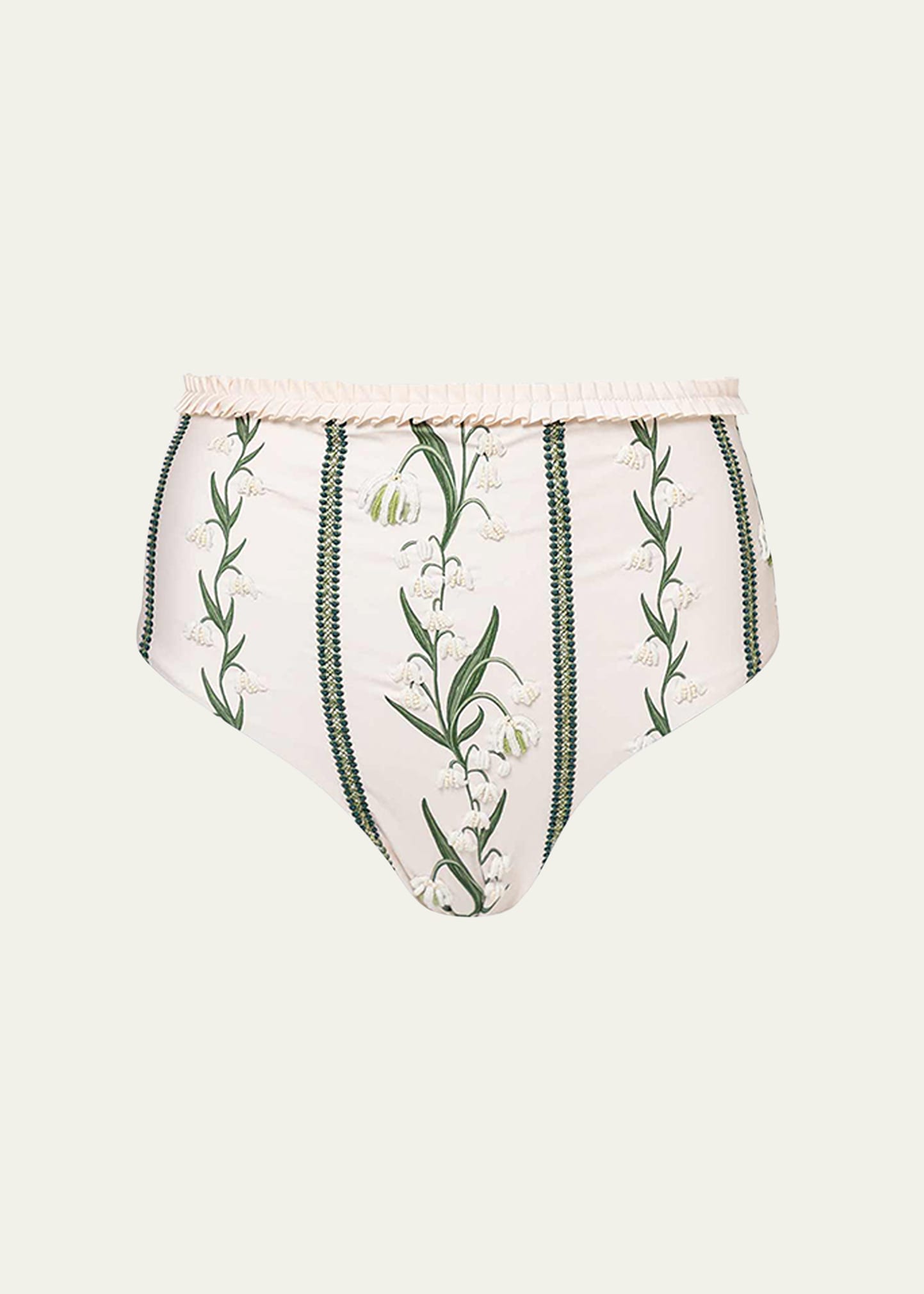 Agua By Agua Bendita Nopal Perla Embroidered Ruffle Bikini Bottoms In Perla