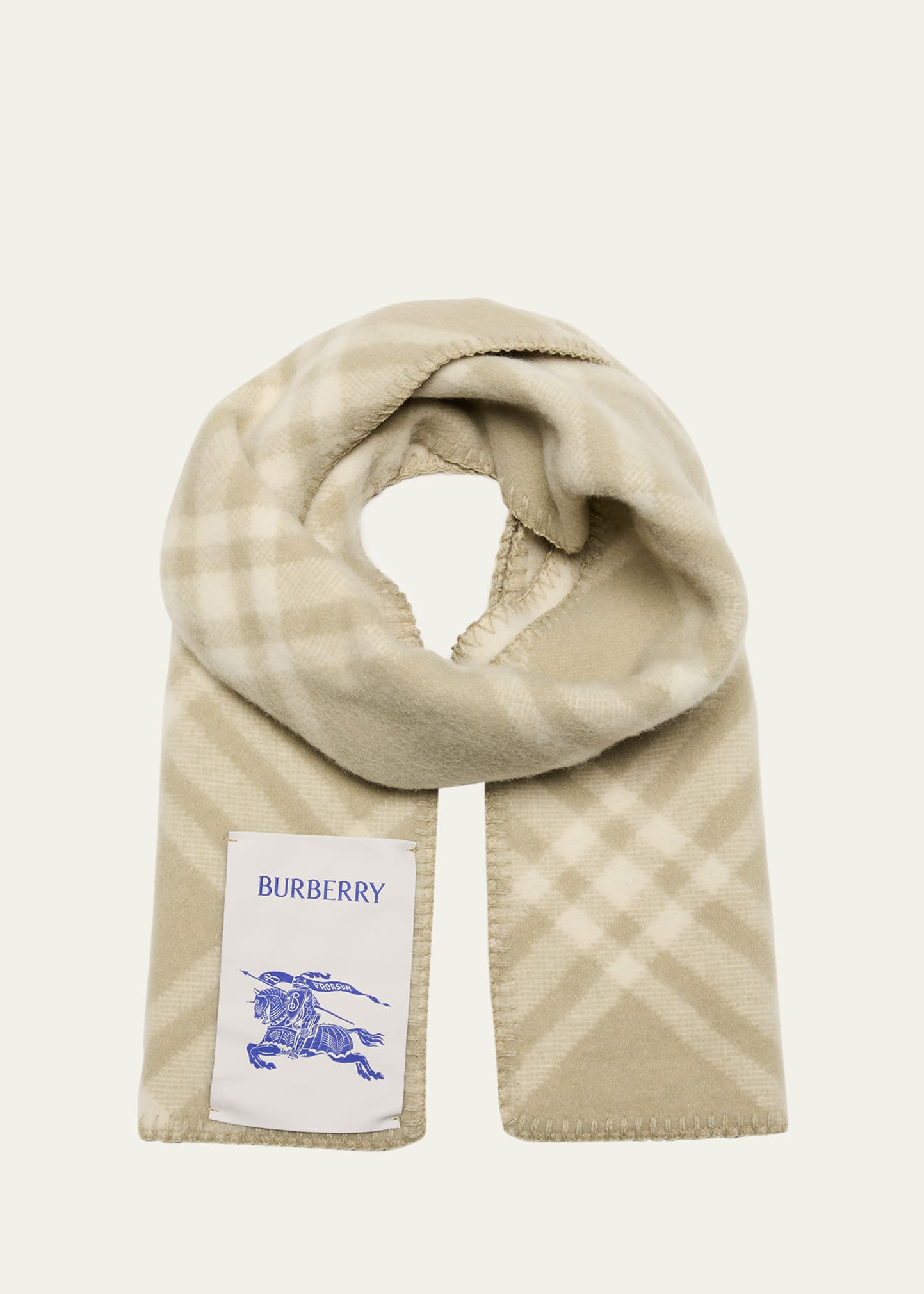 Burberry Men's Wool Check Ekd Label Scarf In Hunter