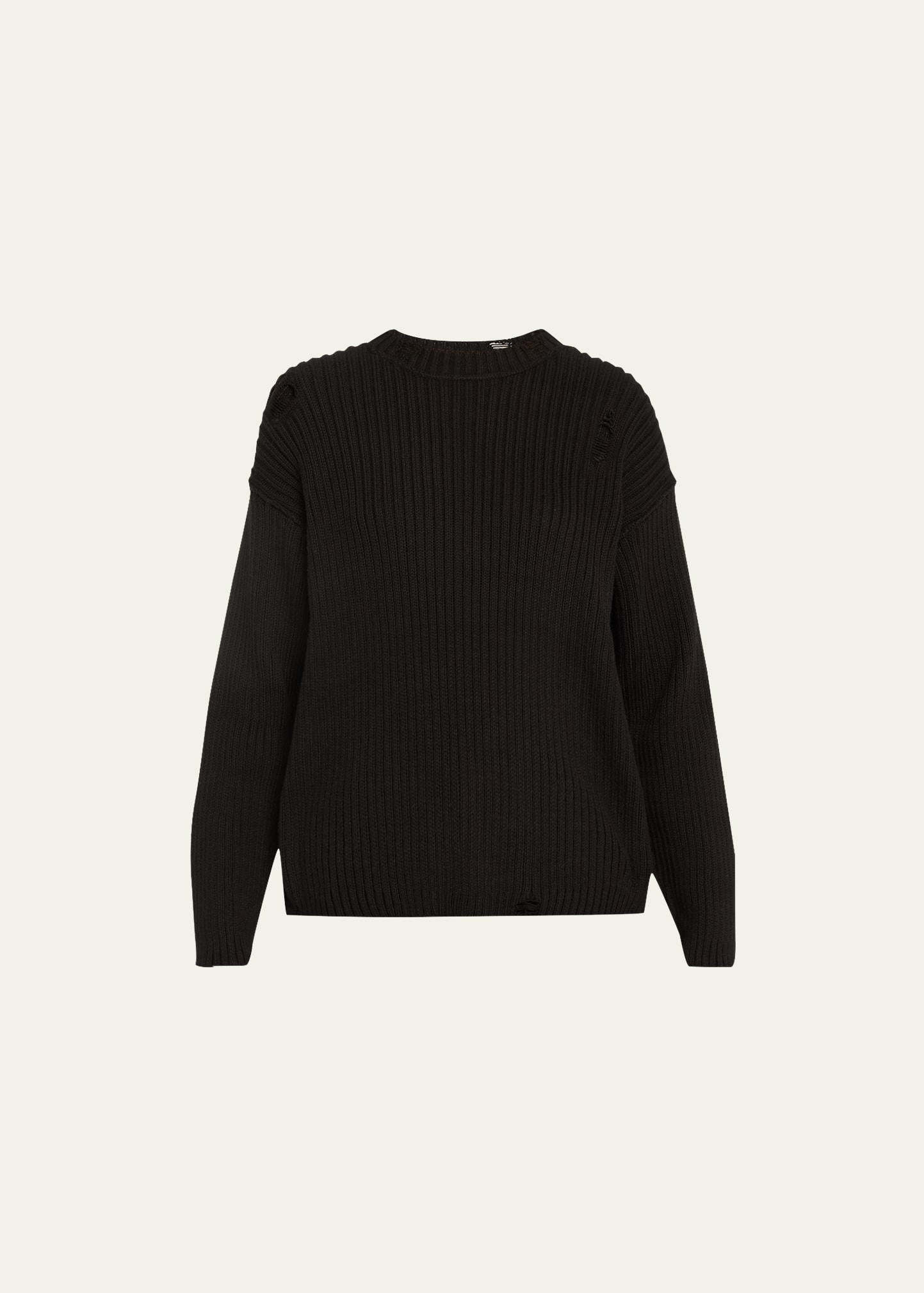 Nsf Clothing Freddy Ripped Cotton Knit Crew Sweater In Black