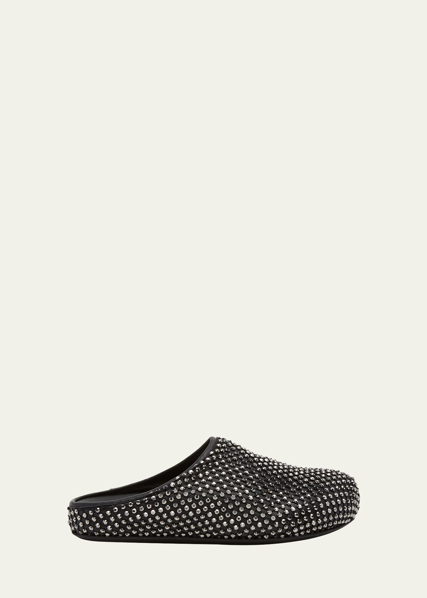 Marni Fussbett Sabot Leather And Crystal-embellished Mesh Clogs In Black