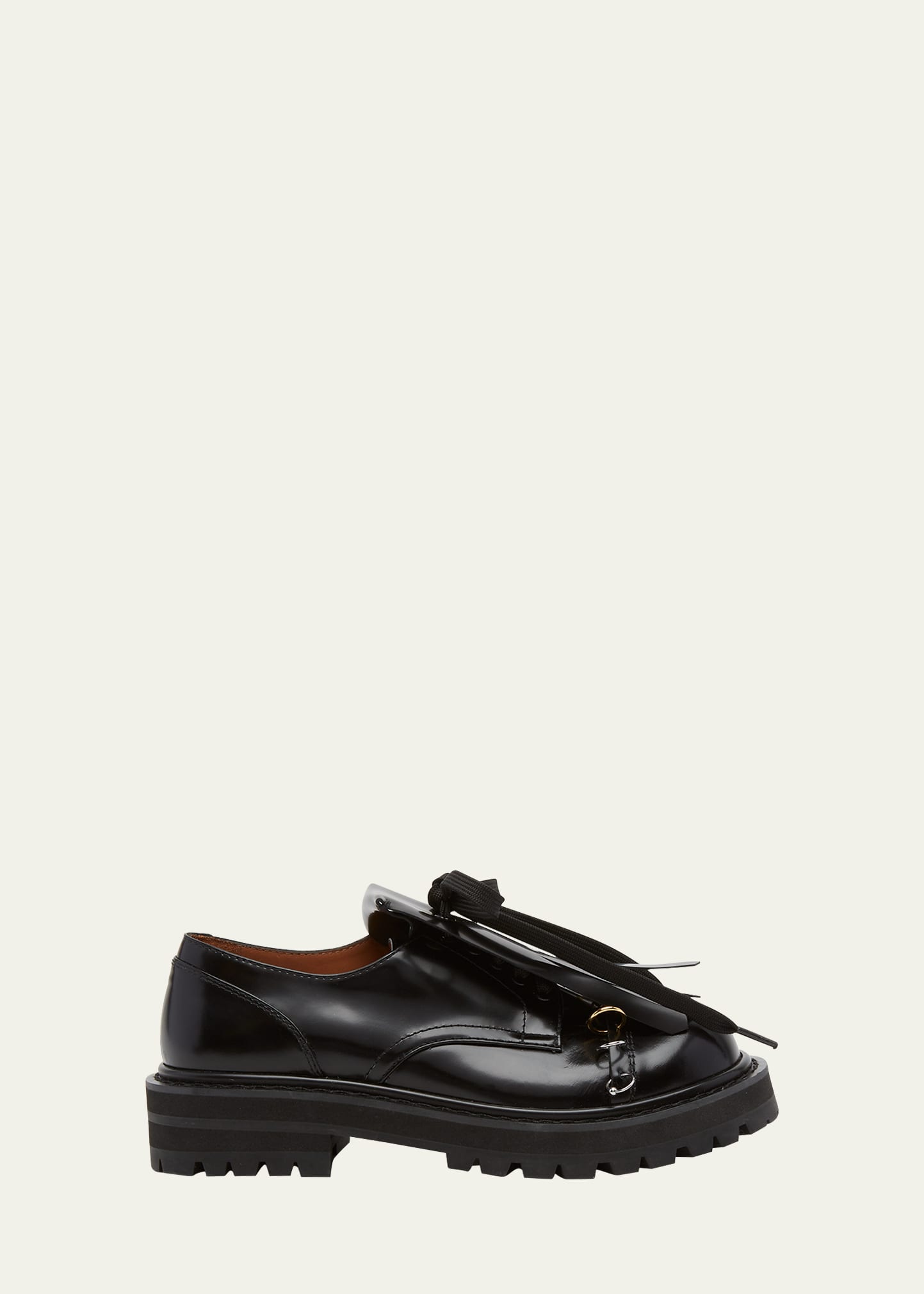 Marni Daba Ring Tassel Leather Derby Shoes In Black