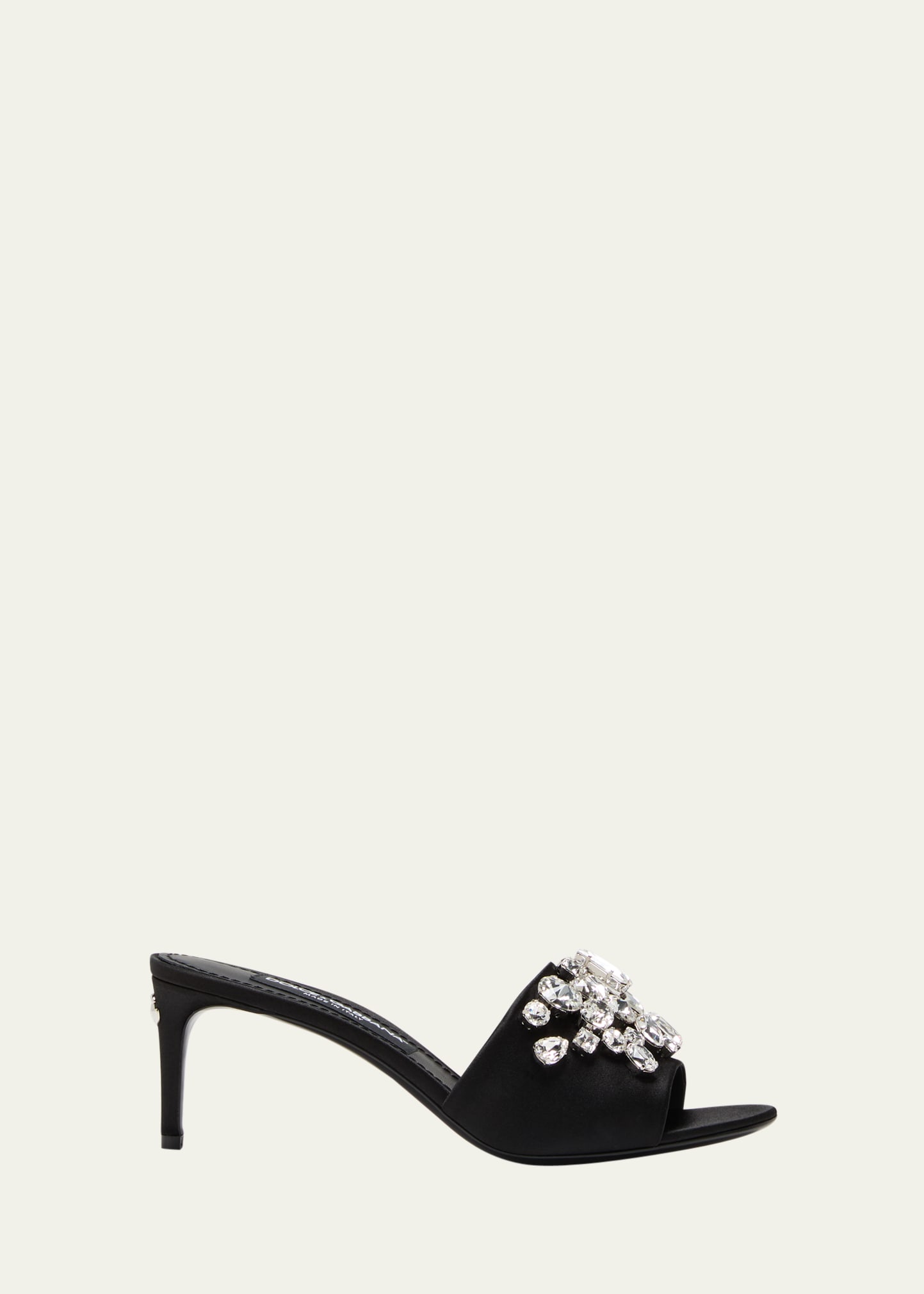 Shop Dolce & Gabbana Gemstone Embroidered Satin Mules In 8s488 Nero