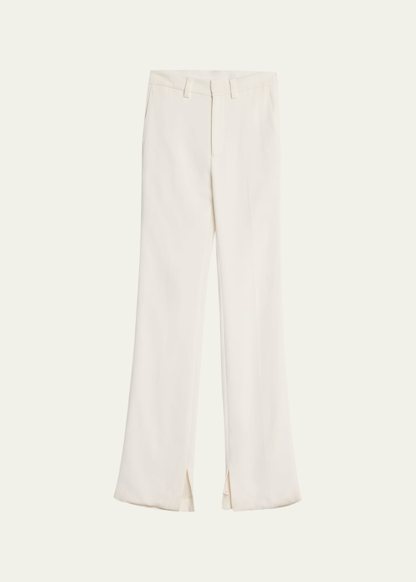 Brandon Maxwell Straight-leg Trousers With Slit Hem In White