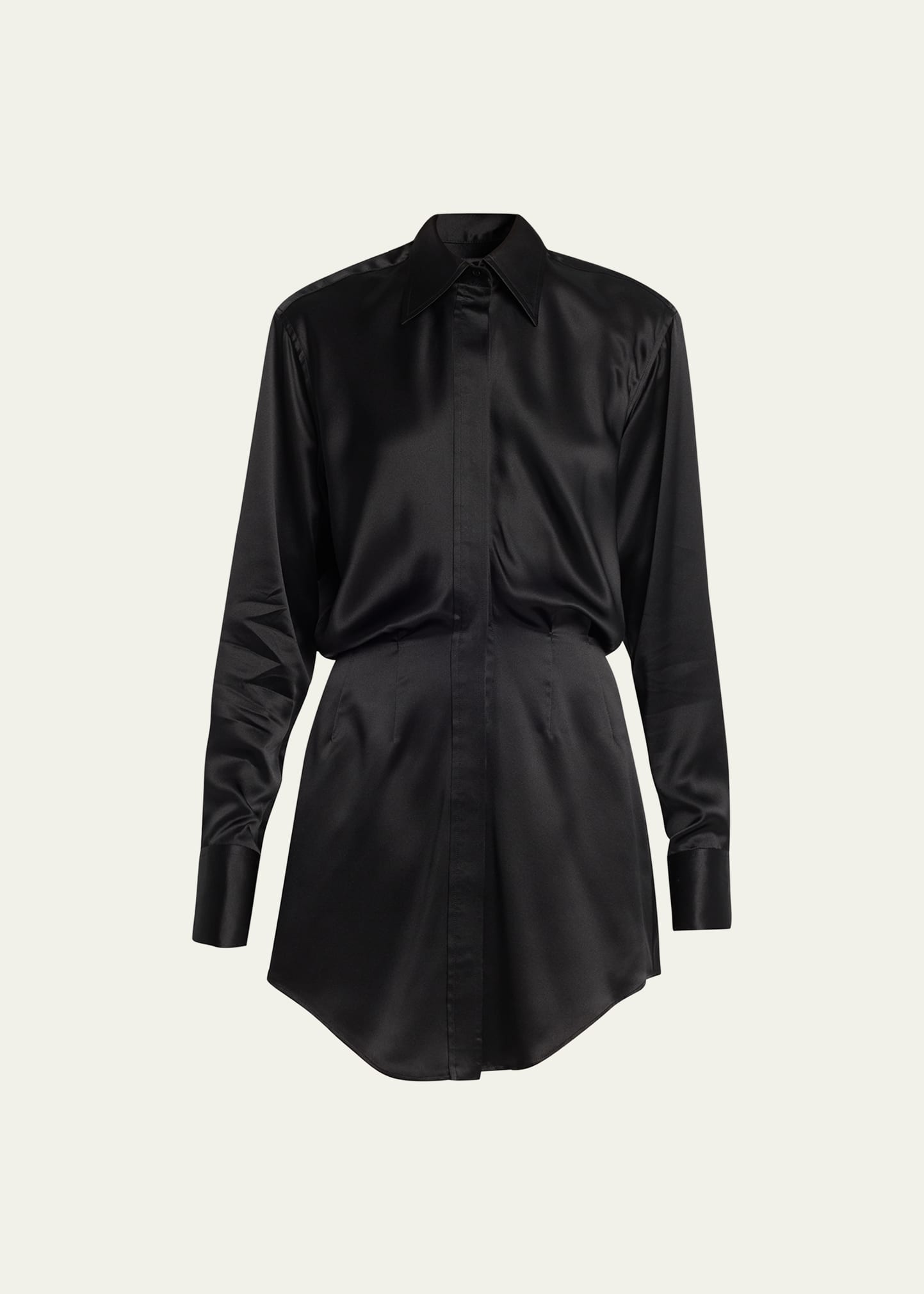 Brandon Maxwell The Vera Silk-crepe Mini Shirt Dress In White