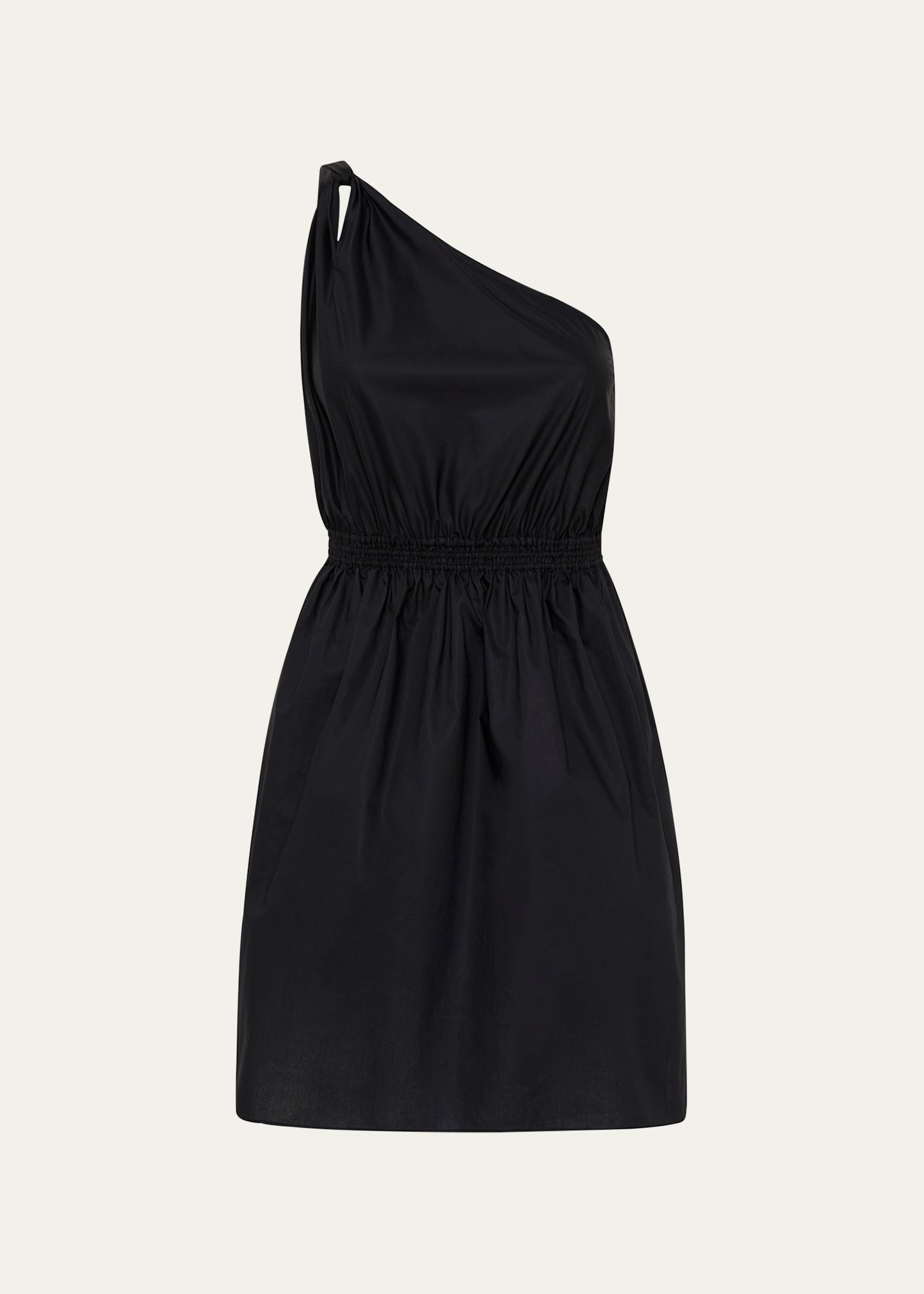 Matteau + Net Sustain Twisted One-shoulder Organic Cotton Mini Dress In Black