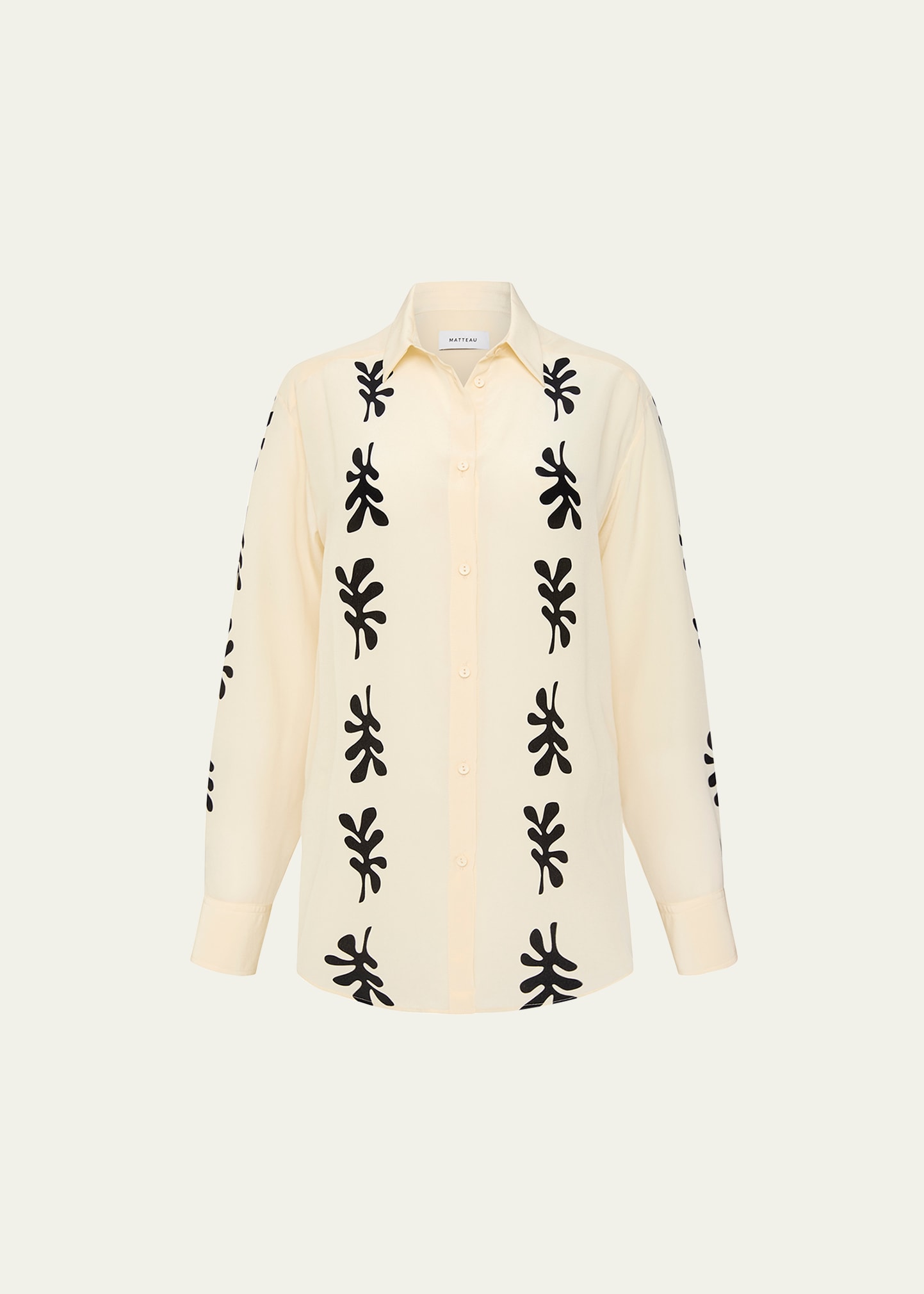 Matteau + Net Sustain Printed Organic Silk Shirt In Fig Leaf