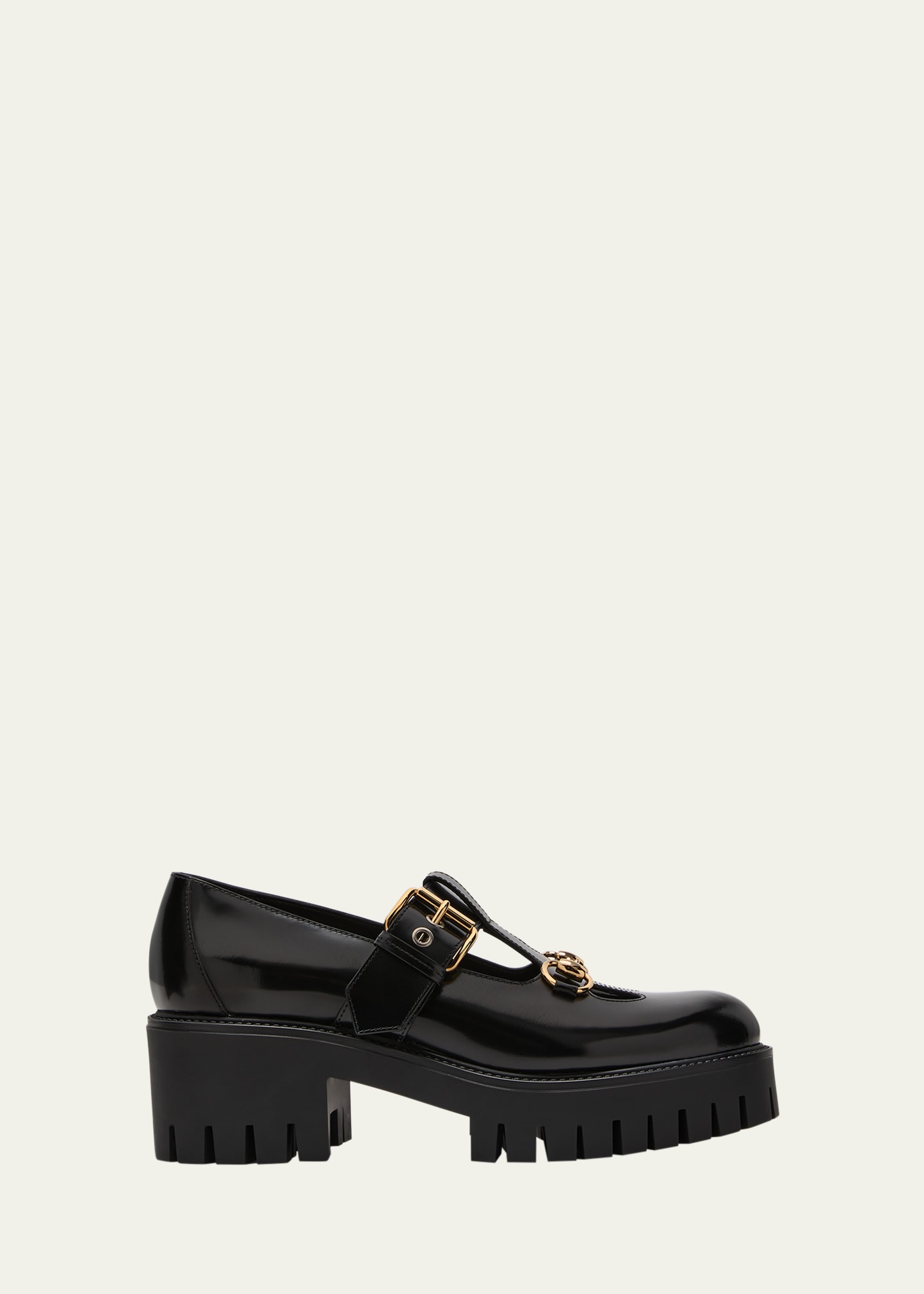 Gucci Horsebit Lug-sole Platform Mary Janes In 1000 Nero