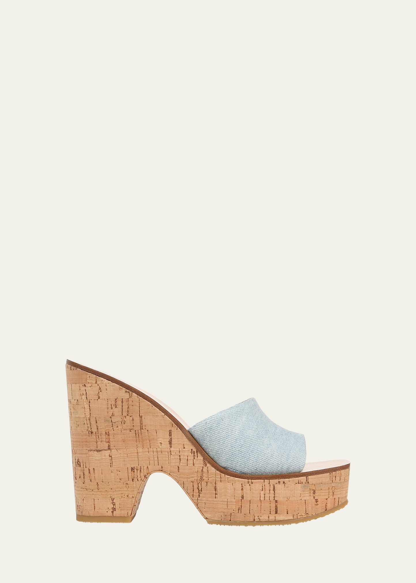 Veronica Beard Paulita Cork Platform Slide Sandals In Vista Blue