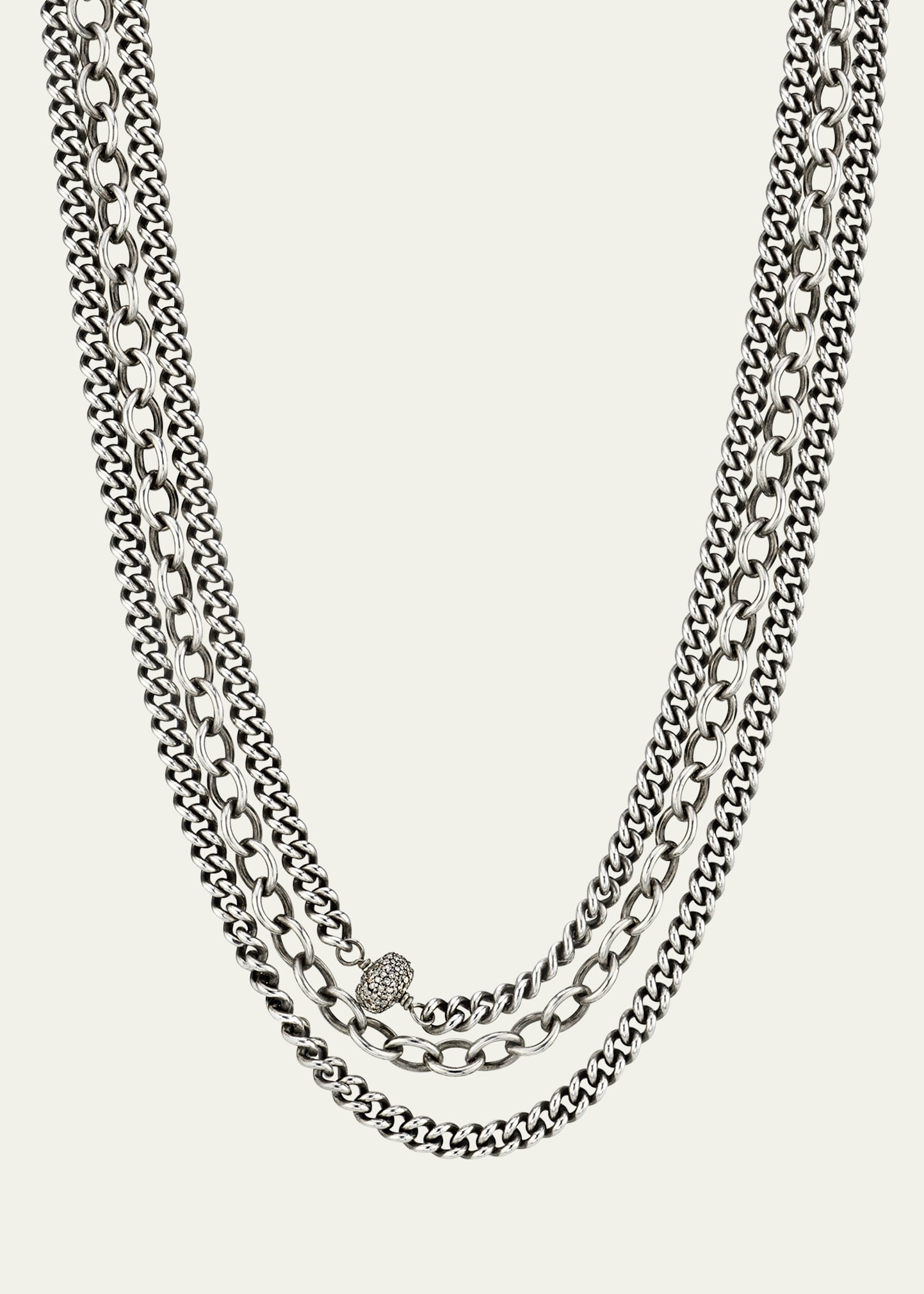 Triple Chain Necklace with 1 Pave Donut