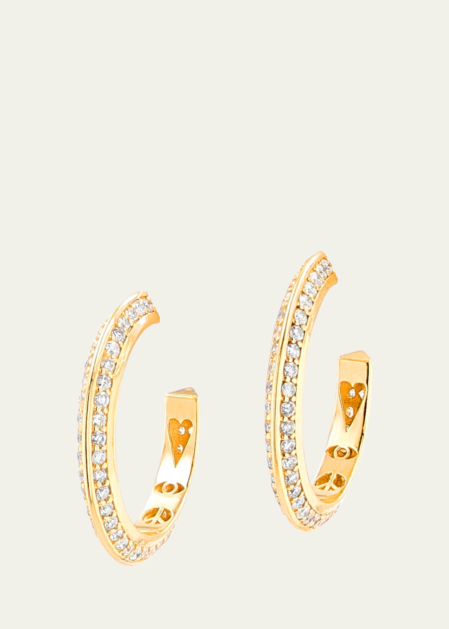 14K Yellow Gold Knife Edge 20mm Hoop Earrings with Icon Motif Gallery