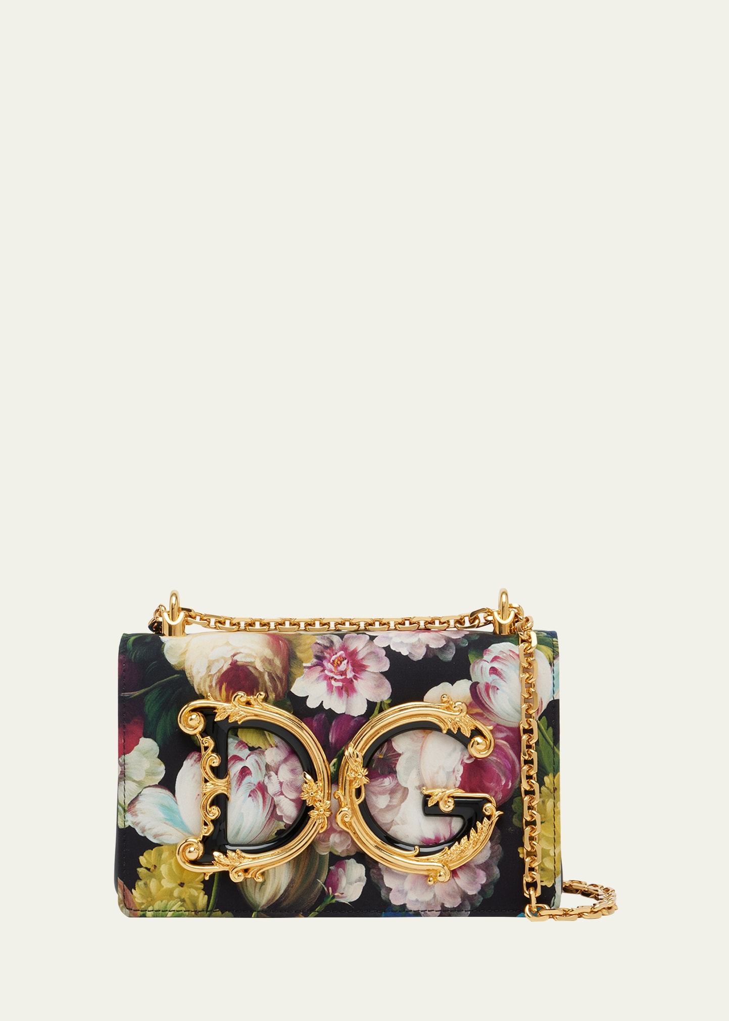 Dolce & Gabbana Dg Girls Medium Floral-print Shoulder Bag In Fiore Notturno Fn