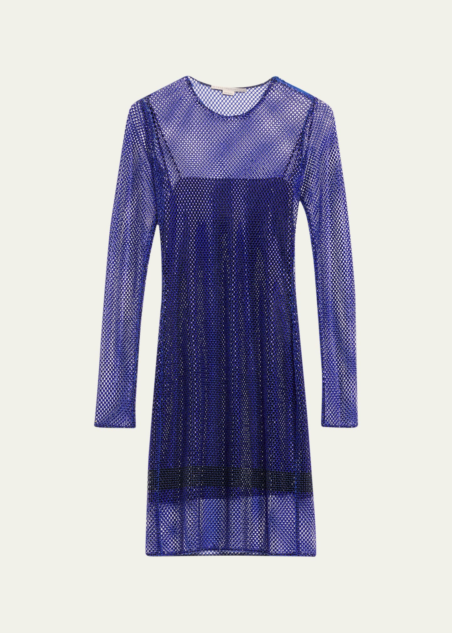 Shop Stella Mccartney Crystal Overlay Mini Dress In 4501 Cobalt Blue