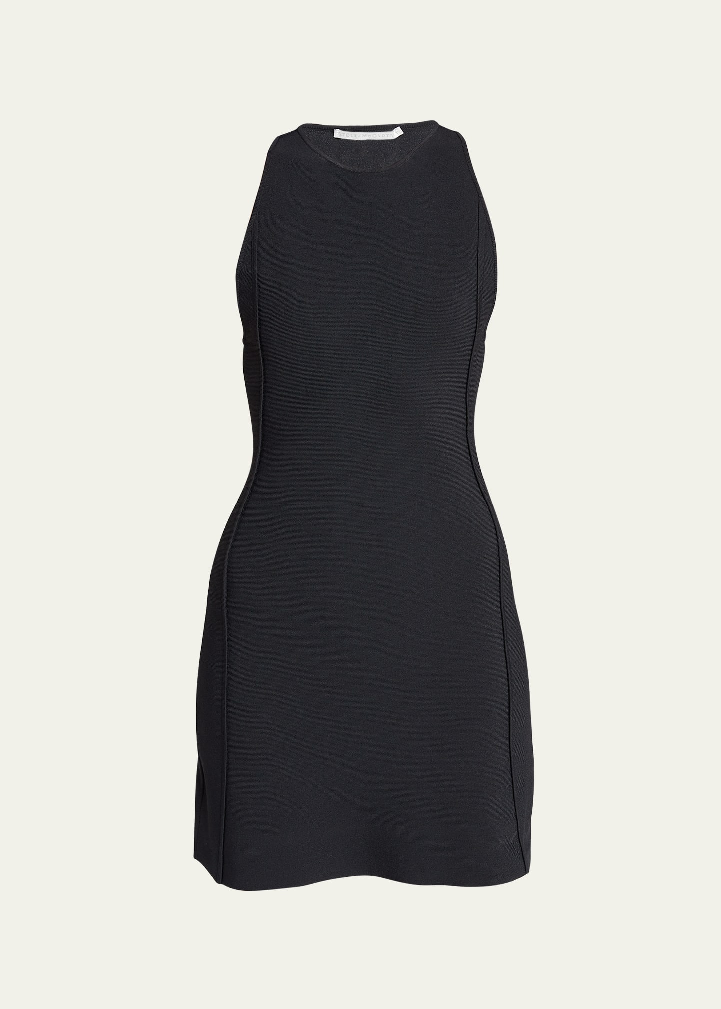 Shop Stella Mccartney Sleeveless Knit Racerback Mini Dress In 1000 Black