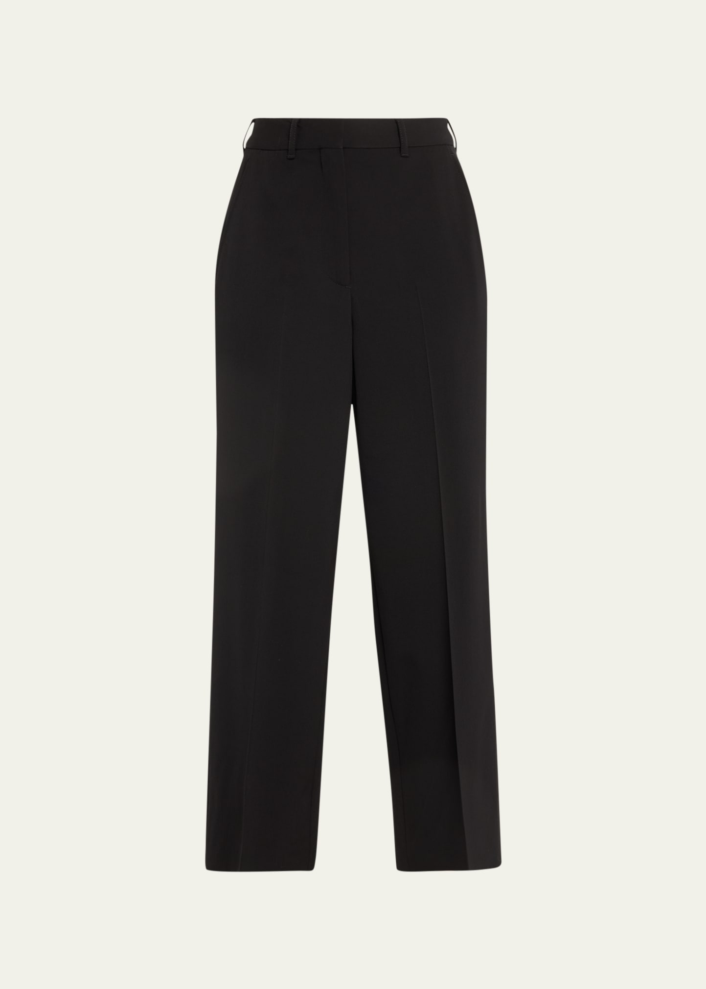 Cropped Straight Leg Wool Trousers