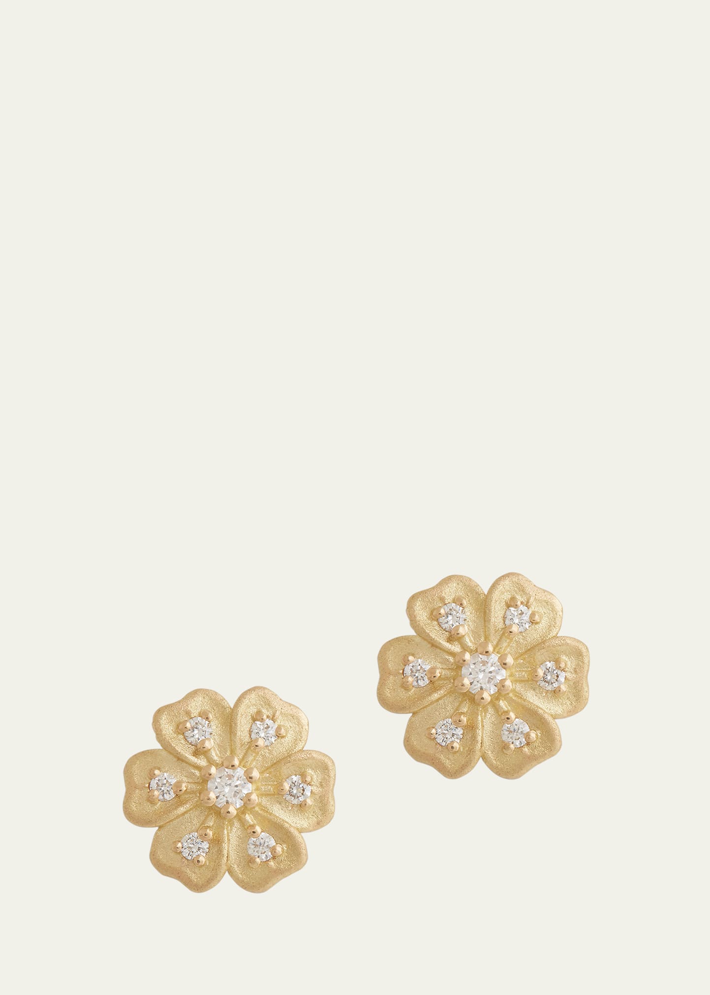 Jamie Wolf 18k Yellow Gold Floral Stud Earrings With Diamonds In Yg