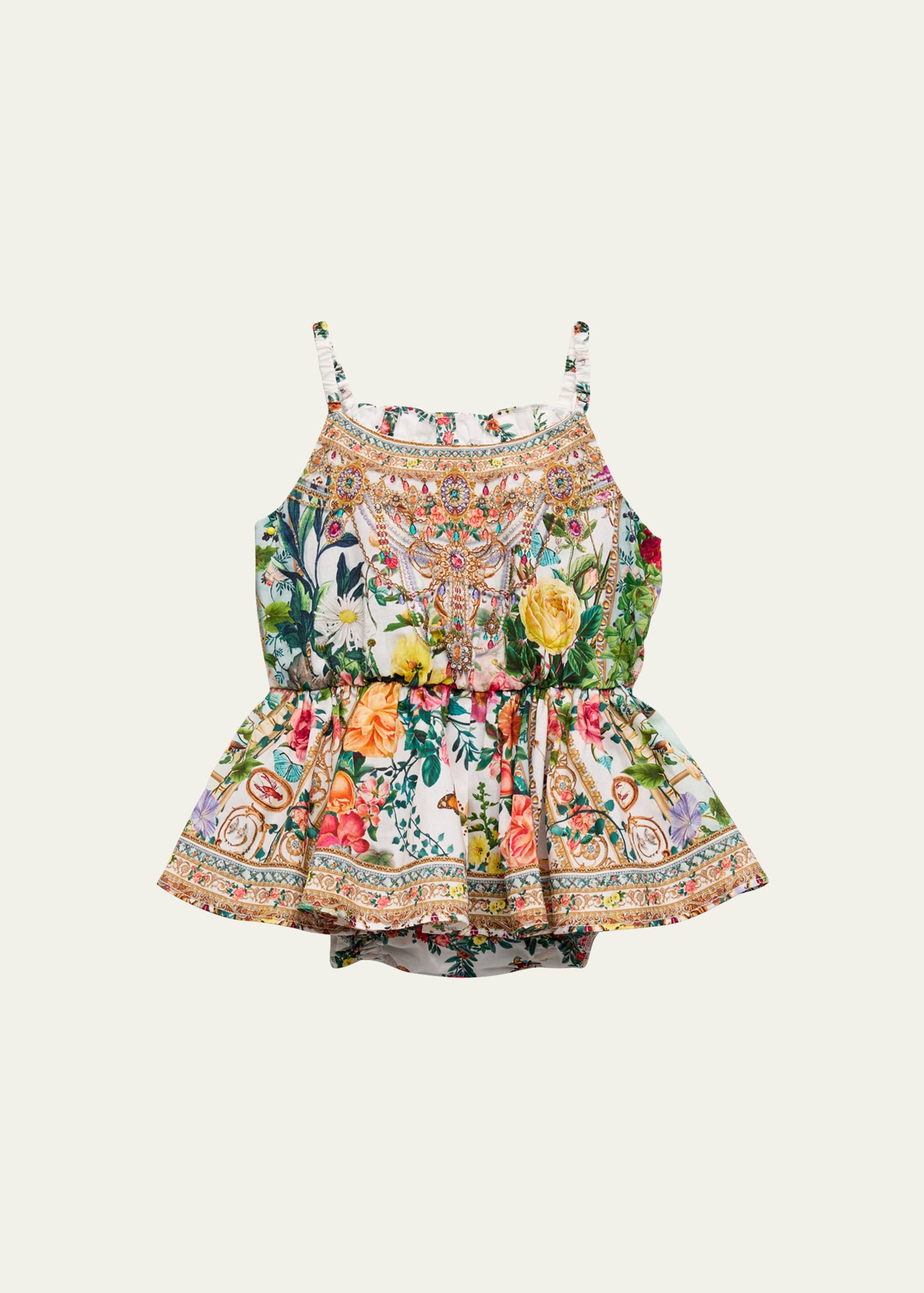 Camilla Kids' Girl's Floral Cotton Jump Dress In Renaissance Roman