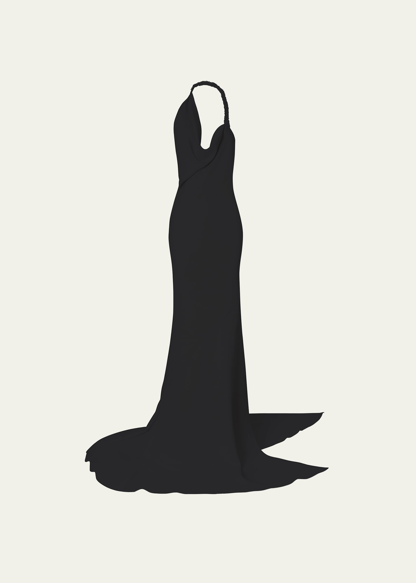 Maticevski Desires Beaded Cowl-neck Open-back Trumpet Gown In Black Twill