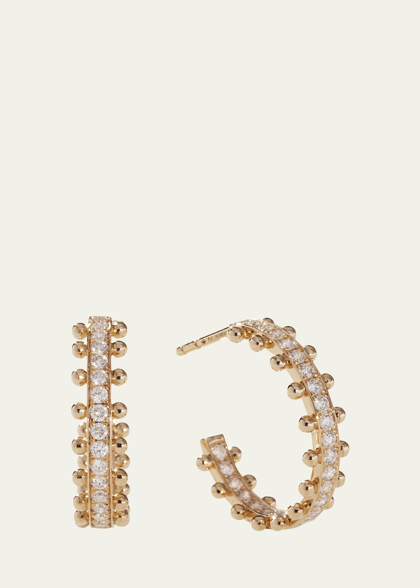 Oscar Massin Women's Beaded 18k Yellow Gold & Latitude Lab-grown Diamond Medium Hoop Earrings