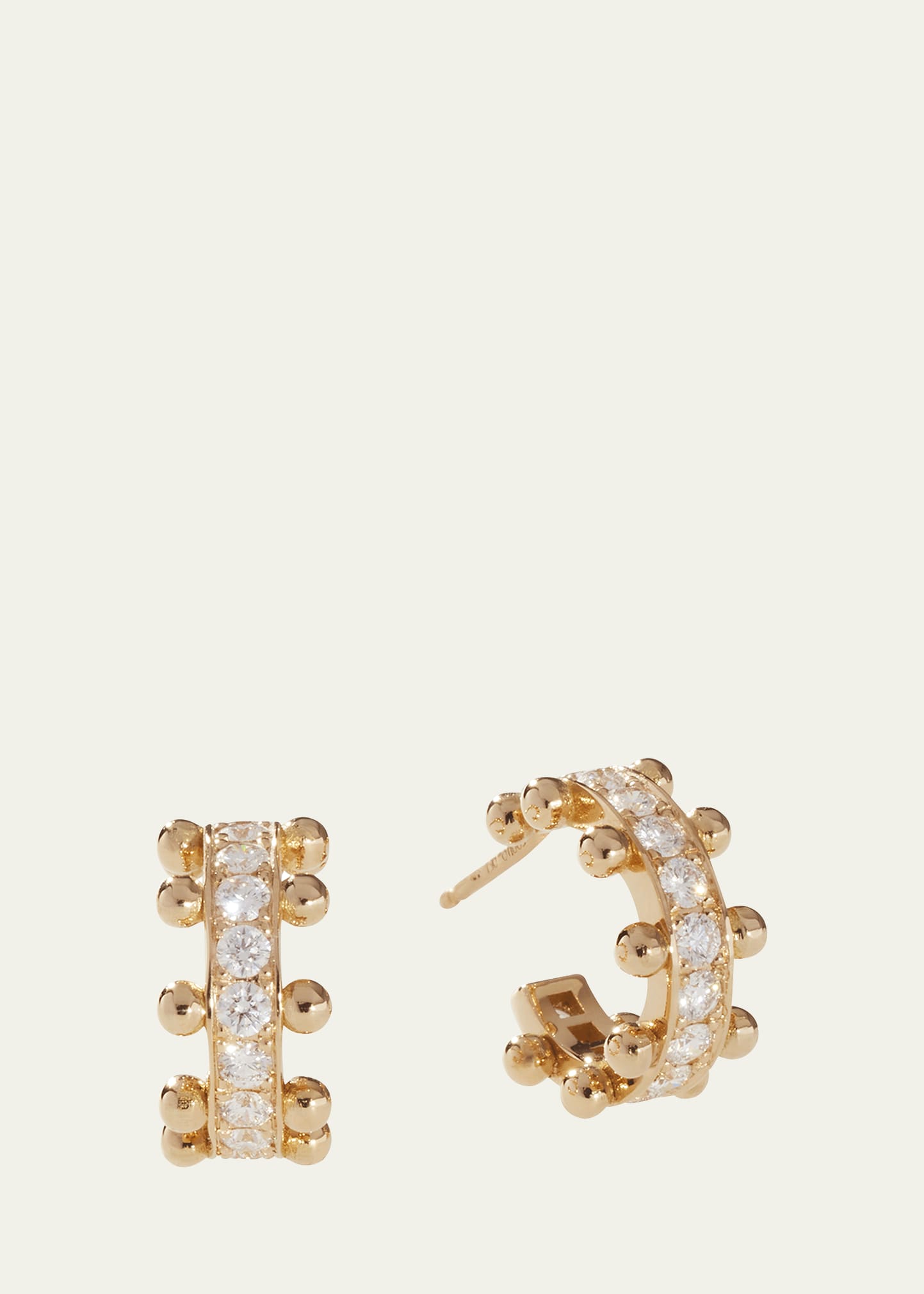 OSCAR MASSIN BEADED 18K RECYCLED YELLOW GOLD AND LAB GROWN DIAMOND SMALL HOOP EARRINGS