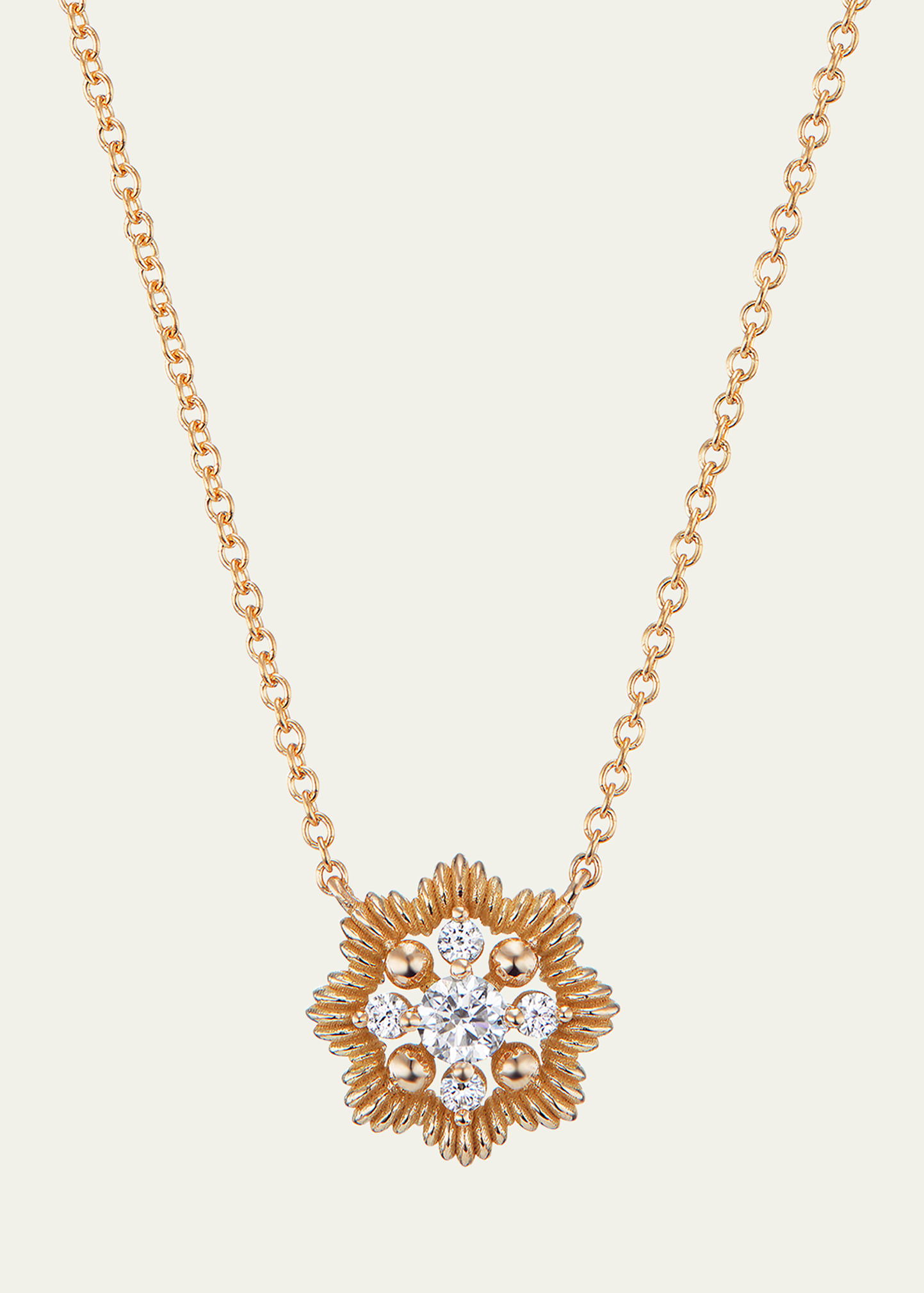OSCAR MASSIN LACE FLOWER 18K RECYCLED YELLOW GOLD AND LAB GROWN DIAMOND SMALL PENDANT NECKLACE