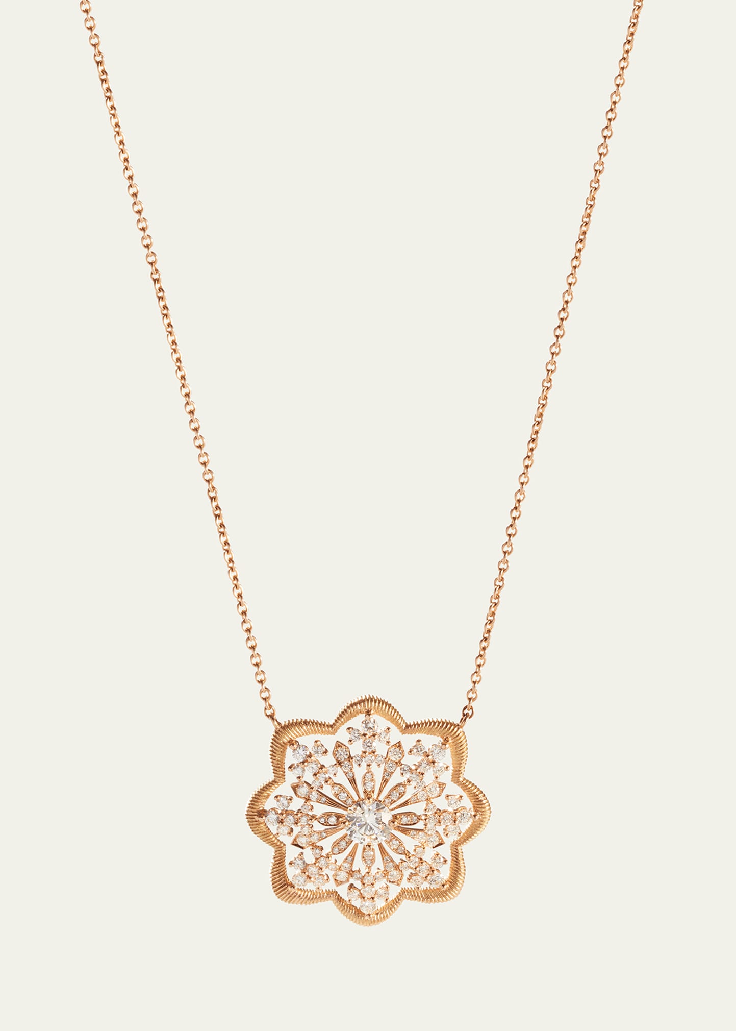 Oscar Massin Lace Flower 18k Recycled Yellow Gold And Lab Grown Diamond Medallion Necklace