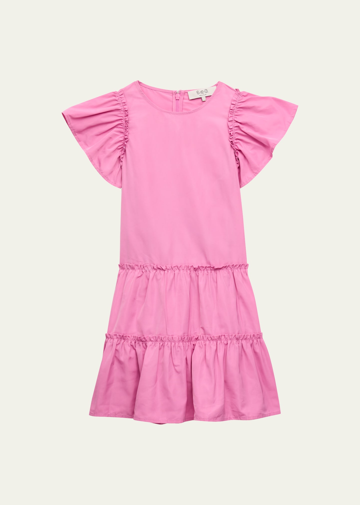 Sea Kids' Girl's Diana Taffeta Short-sleeve Dress In Pink