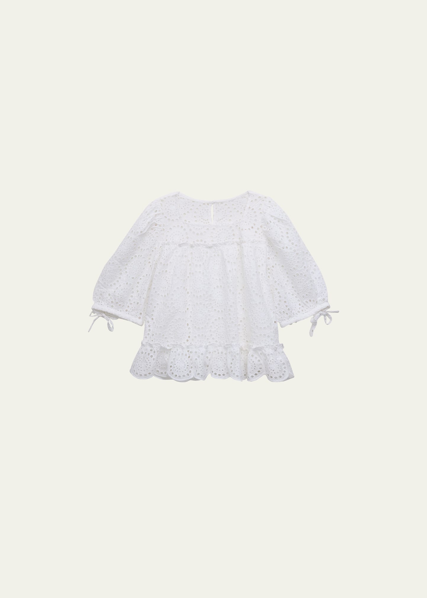 Girl's Maeve Eyelet Puff-Sleeve Top, Size 2-14