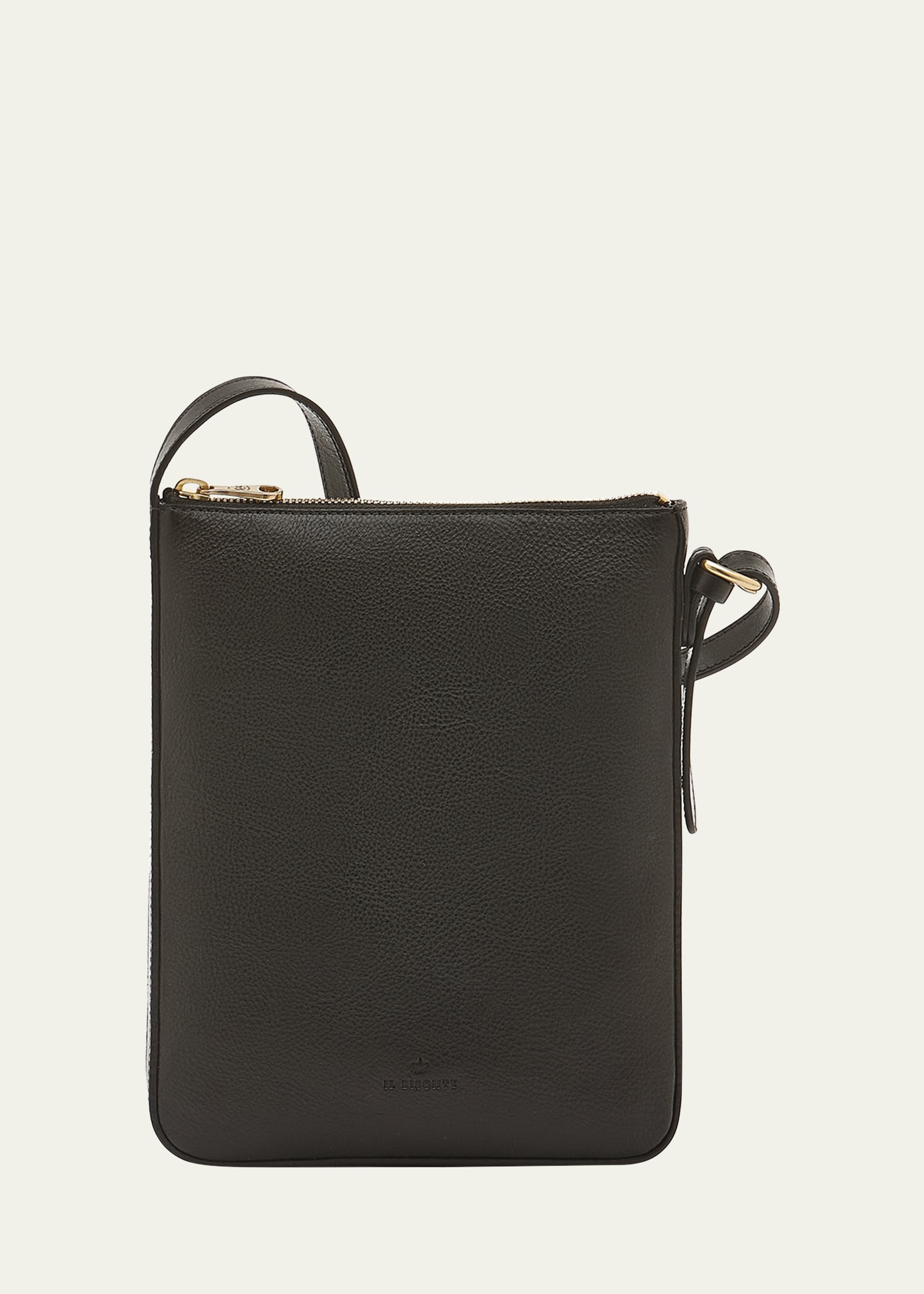 Shop Il Bisonte Flat Vachetta Leather Crossbody Bag In Black