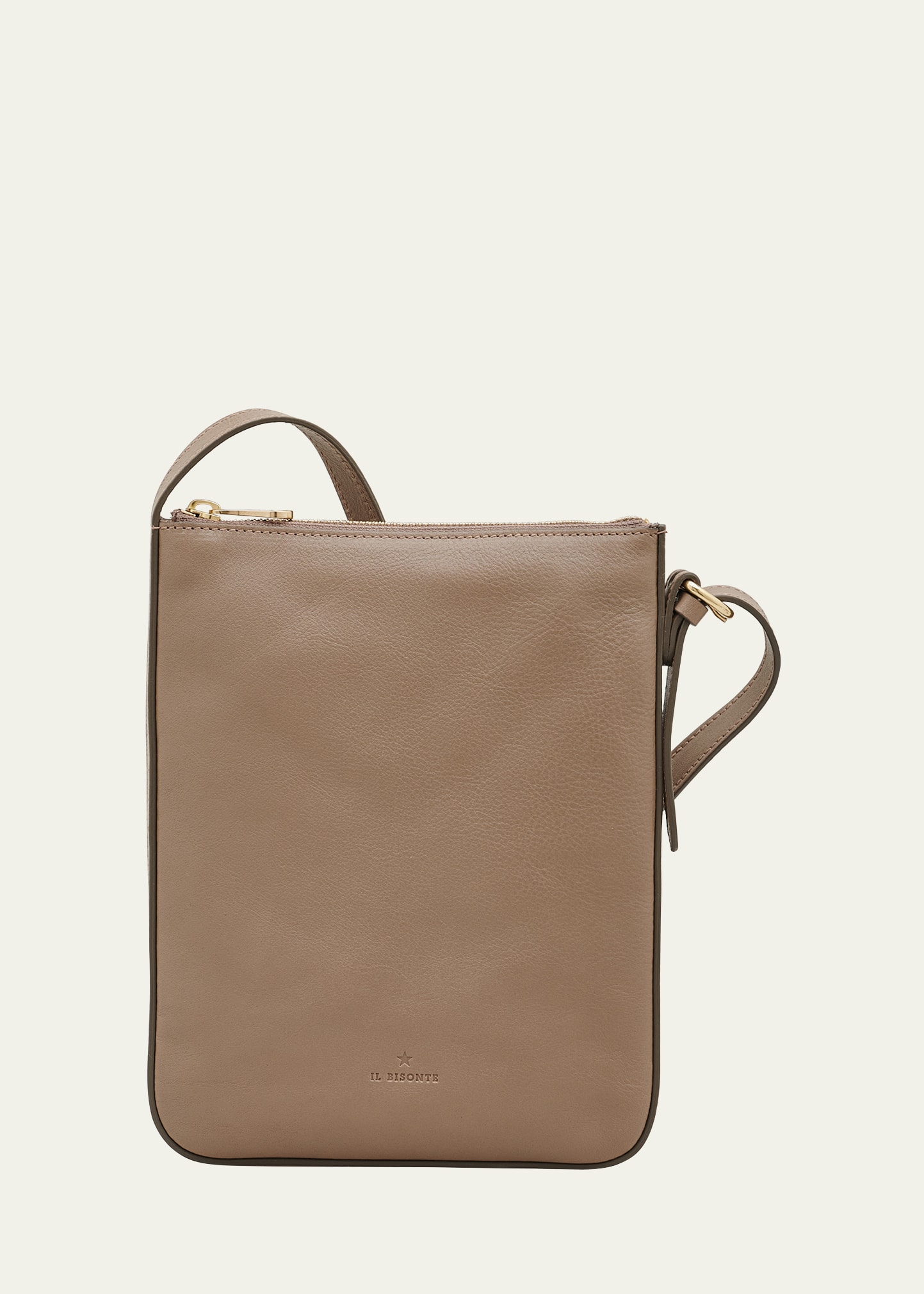 IL BISONTE FLAT VACHETTA LEATHER CROSSBODY BAG