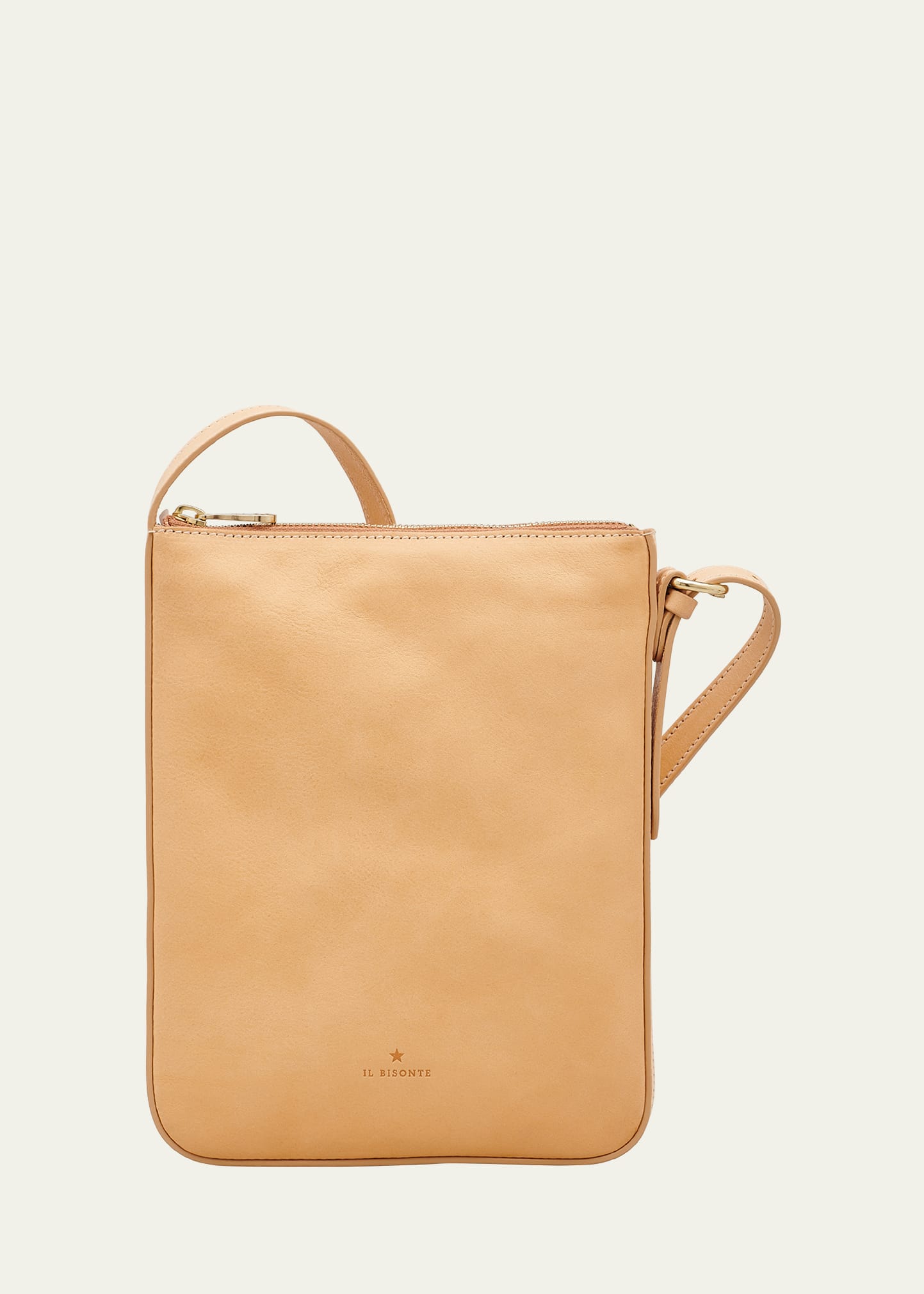 Il Bisonte Flat Vachetta Leather Crossbody Bag In Natural