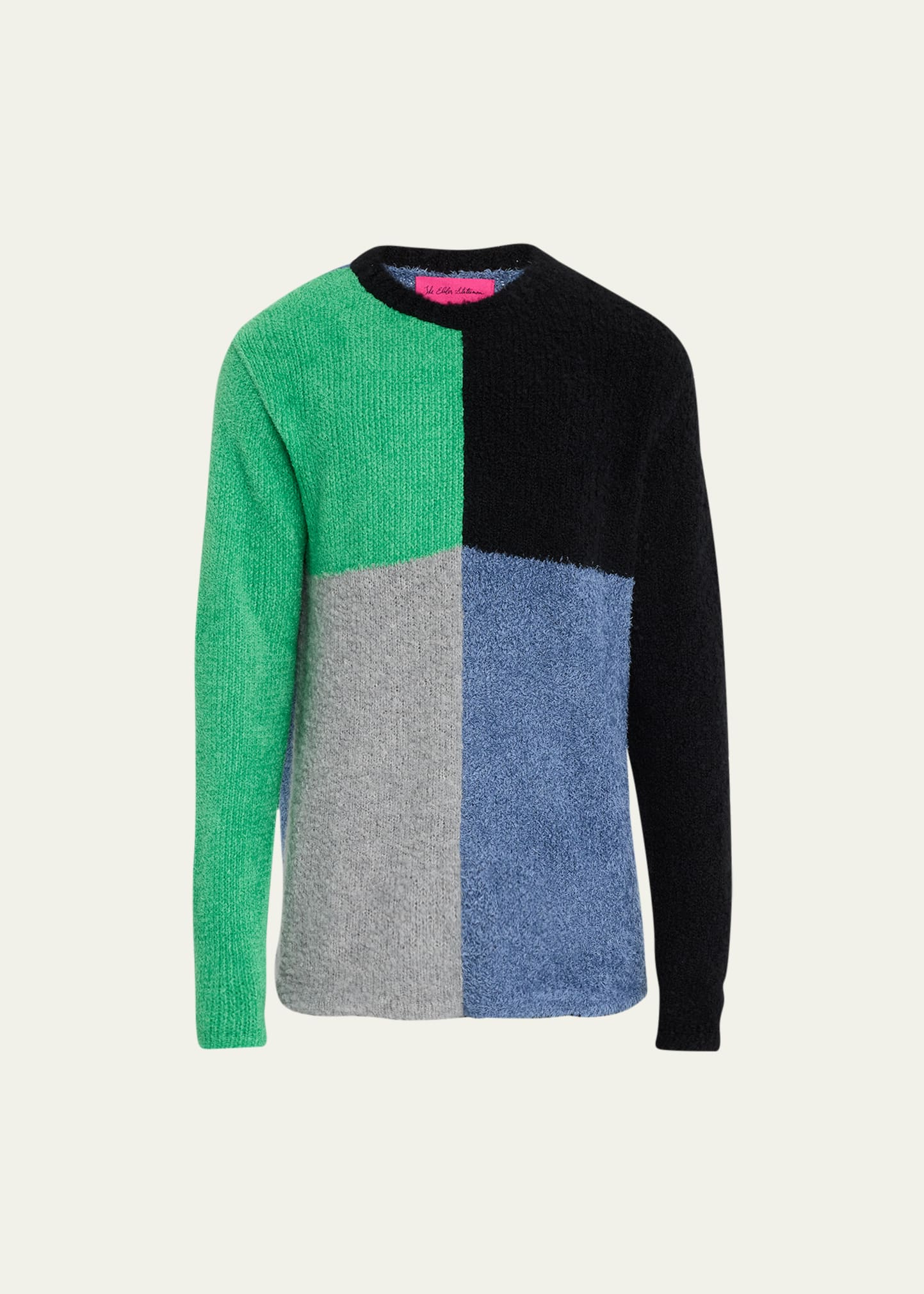The Elder Statesman Men's Colorblock Mixed Yarn Sweater In Green Mix