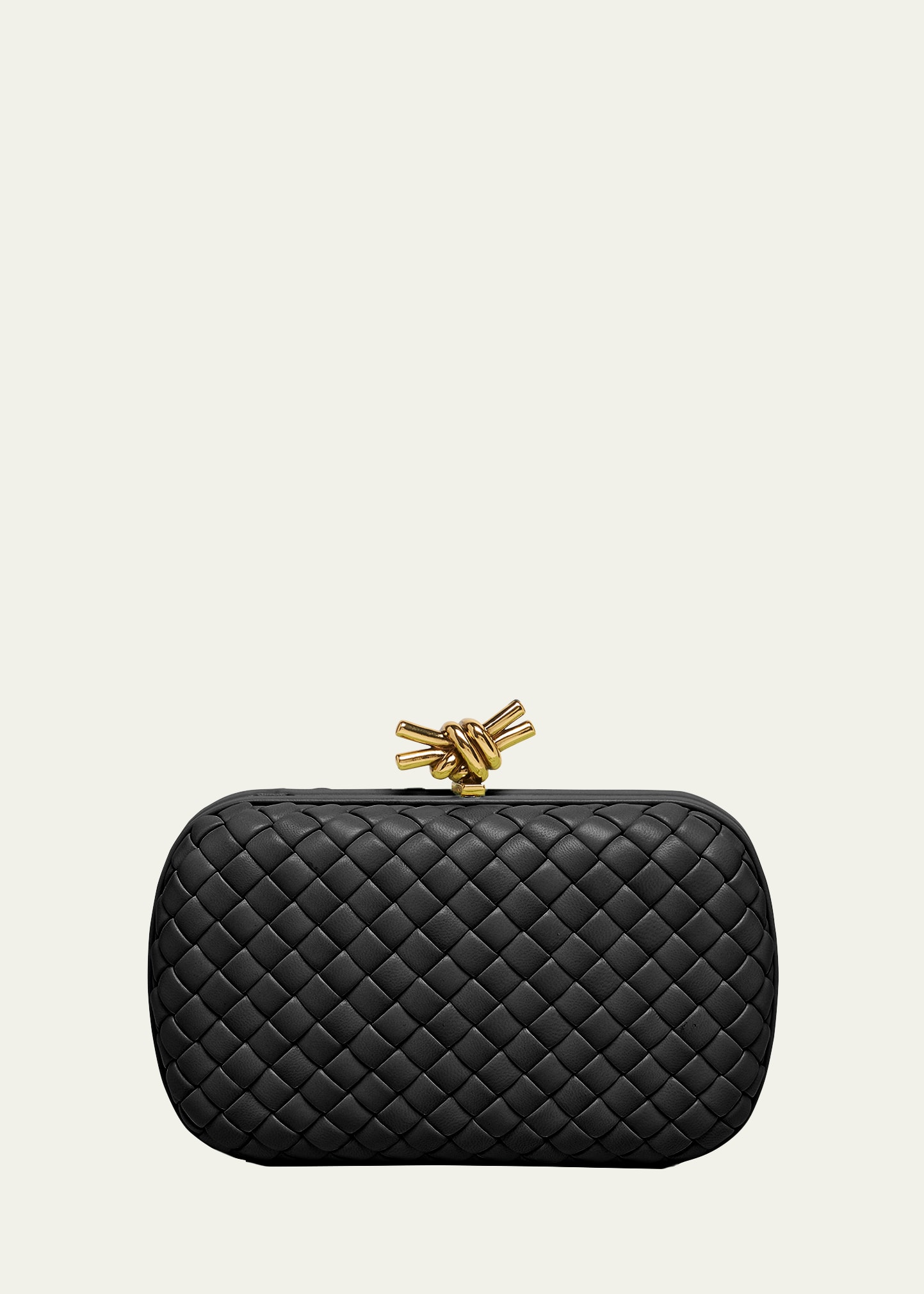 Shop Bottega Veneta Knot Bag In Black-m Brass