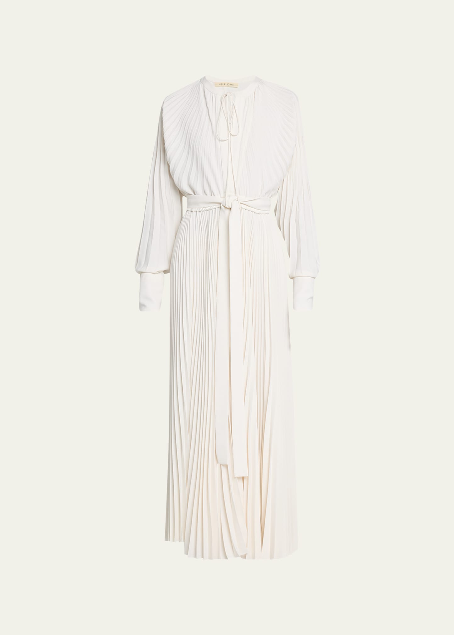 Heirlome Maria Sunburst Pleated Maxi Dress In Antique Ivory