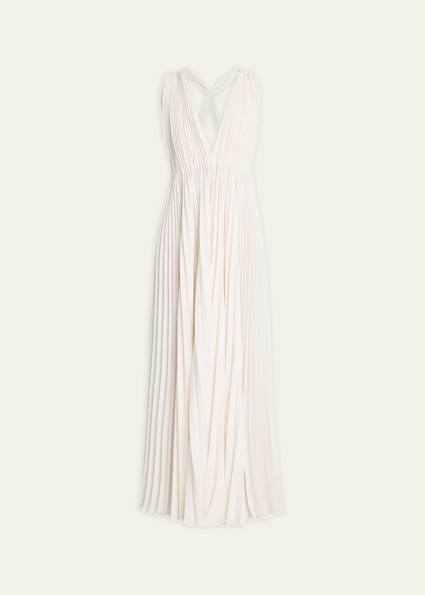Shop Heirlome Teresa Pleated Cutout Crepe Dress In Antique Ivory