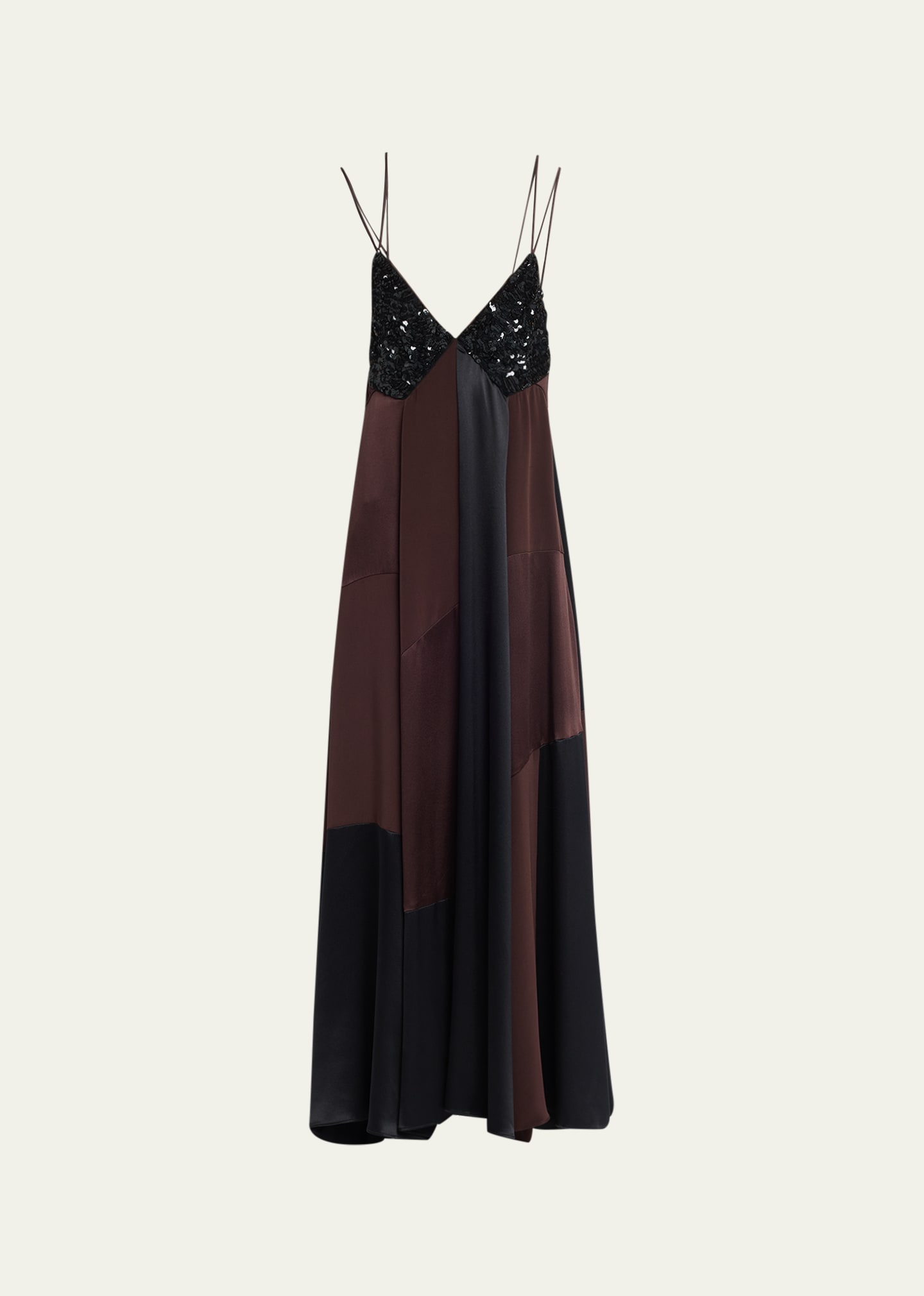 Magdalena Sequined Patchwork Maxi Silk Dress