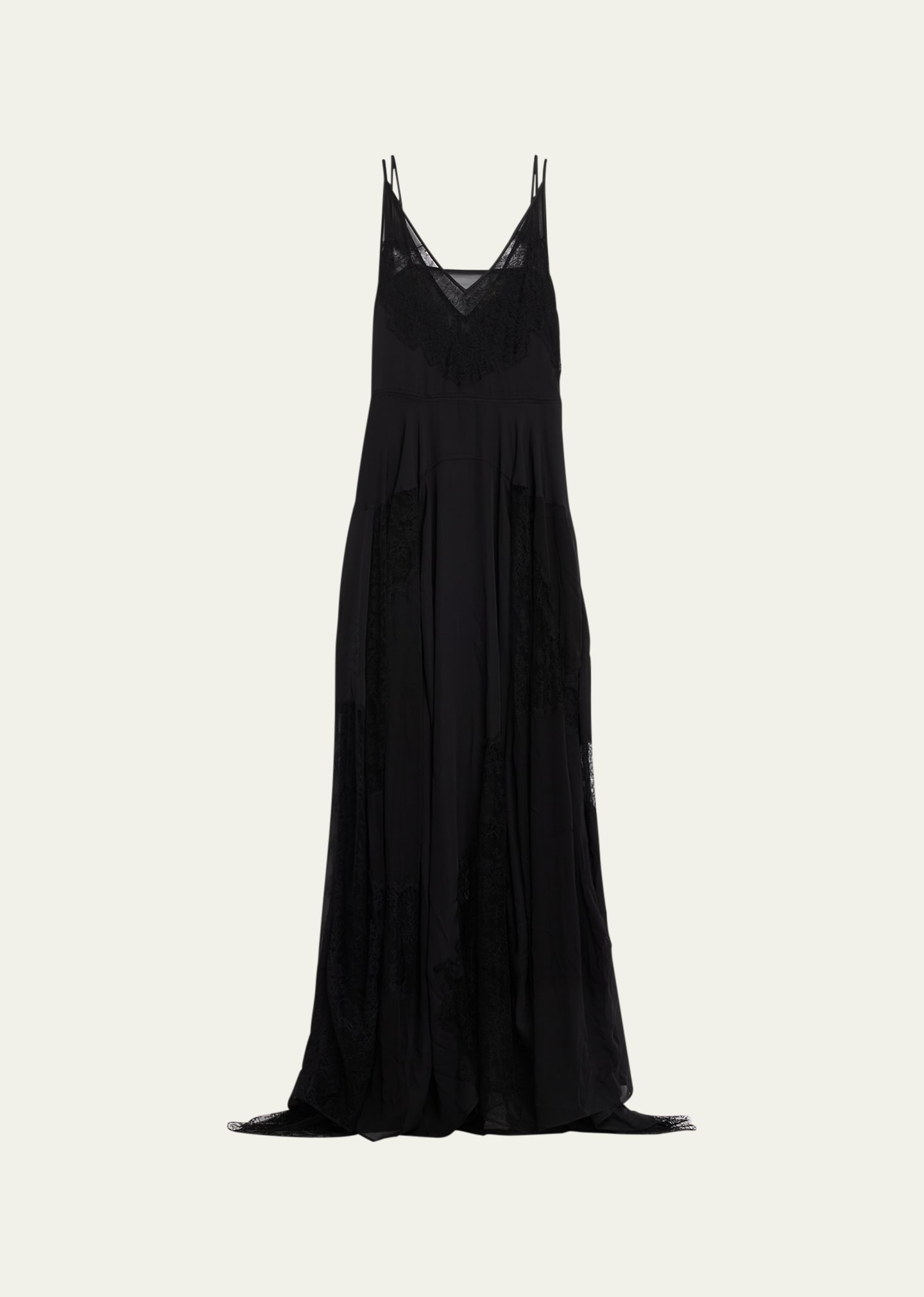 Heirlome Josephine Lace Patchwork Silk Dress In Black