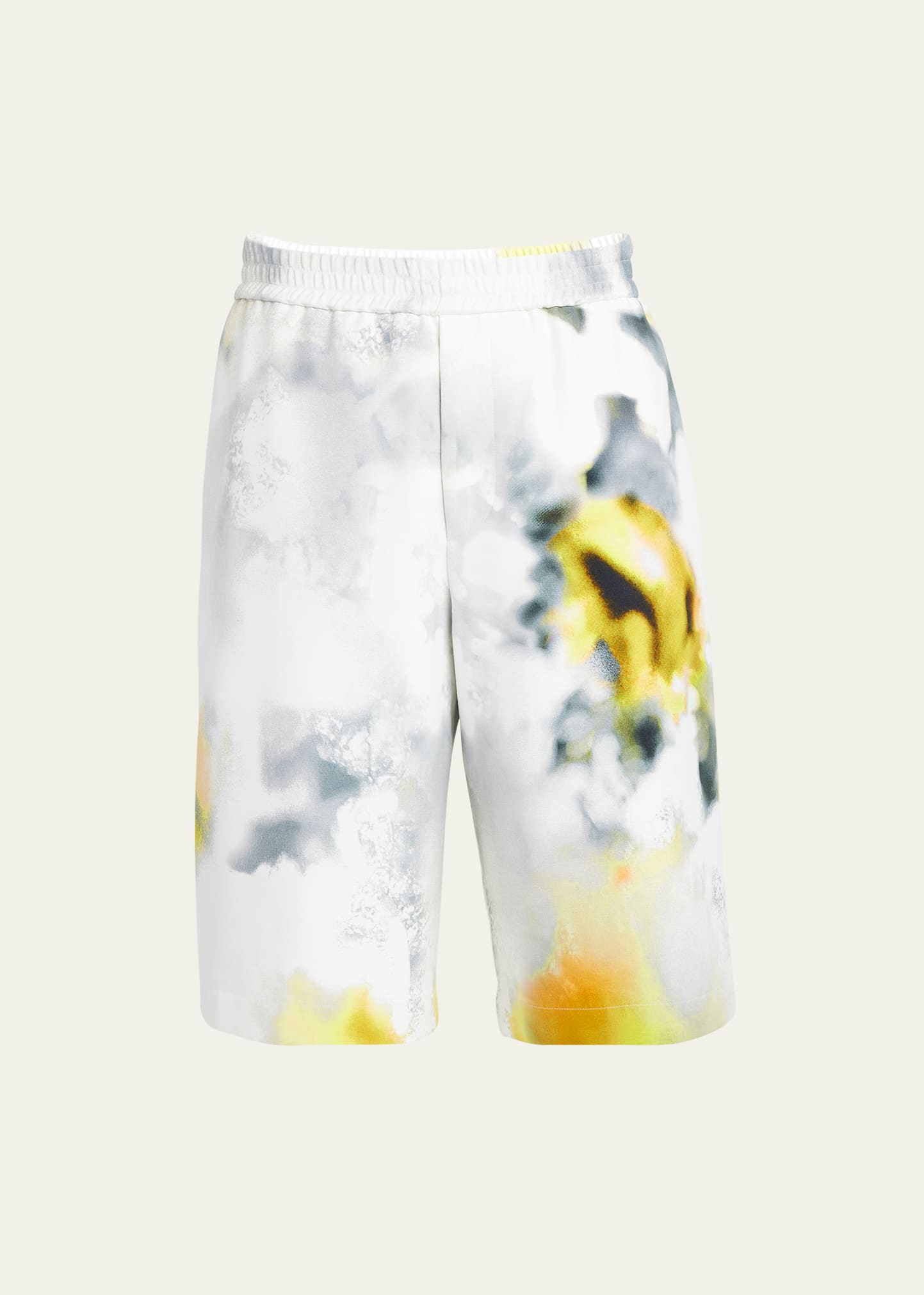 Shop Alexander Mcqueen Men's Obscure Flower Print Shorts In Moon