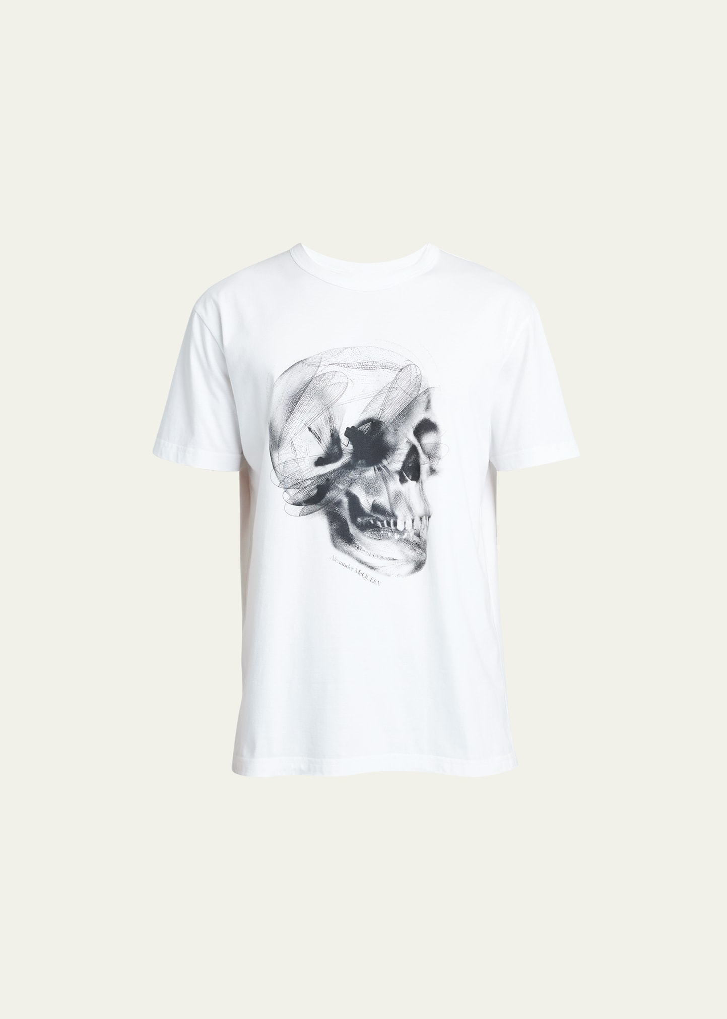 Shop Alexander Mcqueen Men's Jersey Dragonfly Skull T-shirt In White Blac