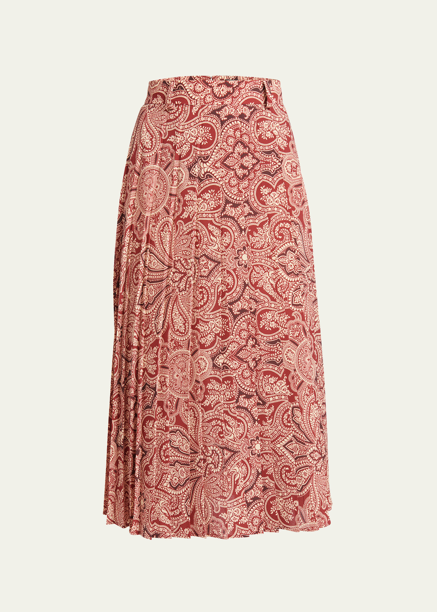 Etro Paisley-print Pleated Midi Skirt In Print On Bordeaux