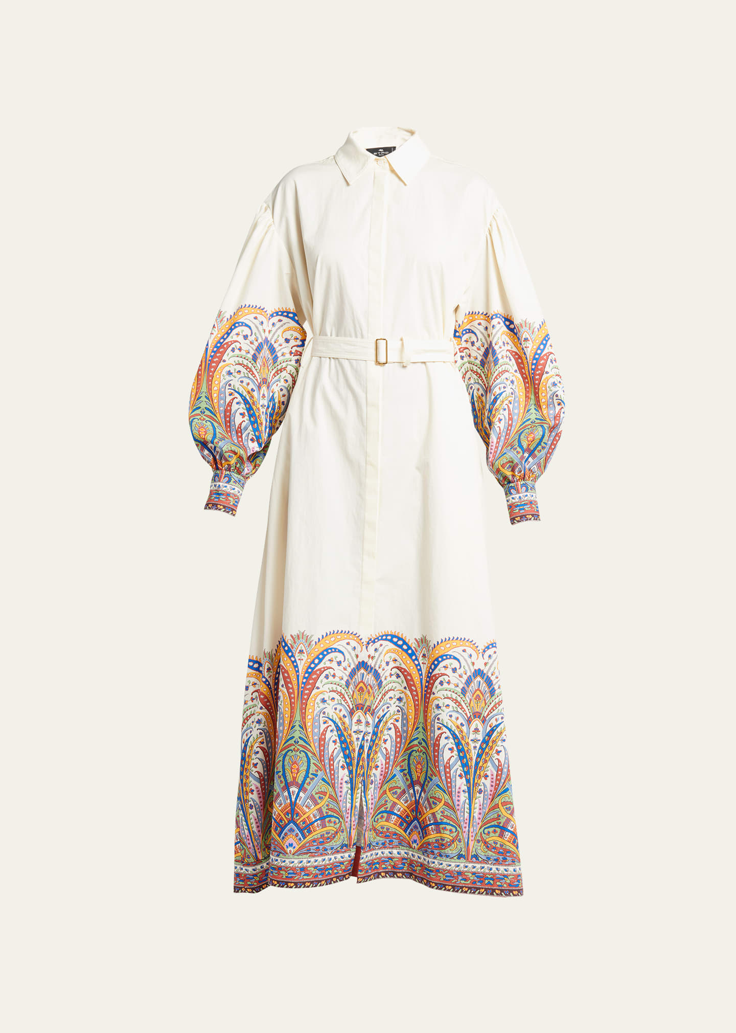 Shop Etro Paisley-print Belted Maxi Dress In Print On White Ba