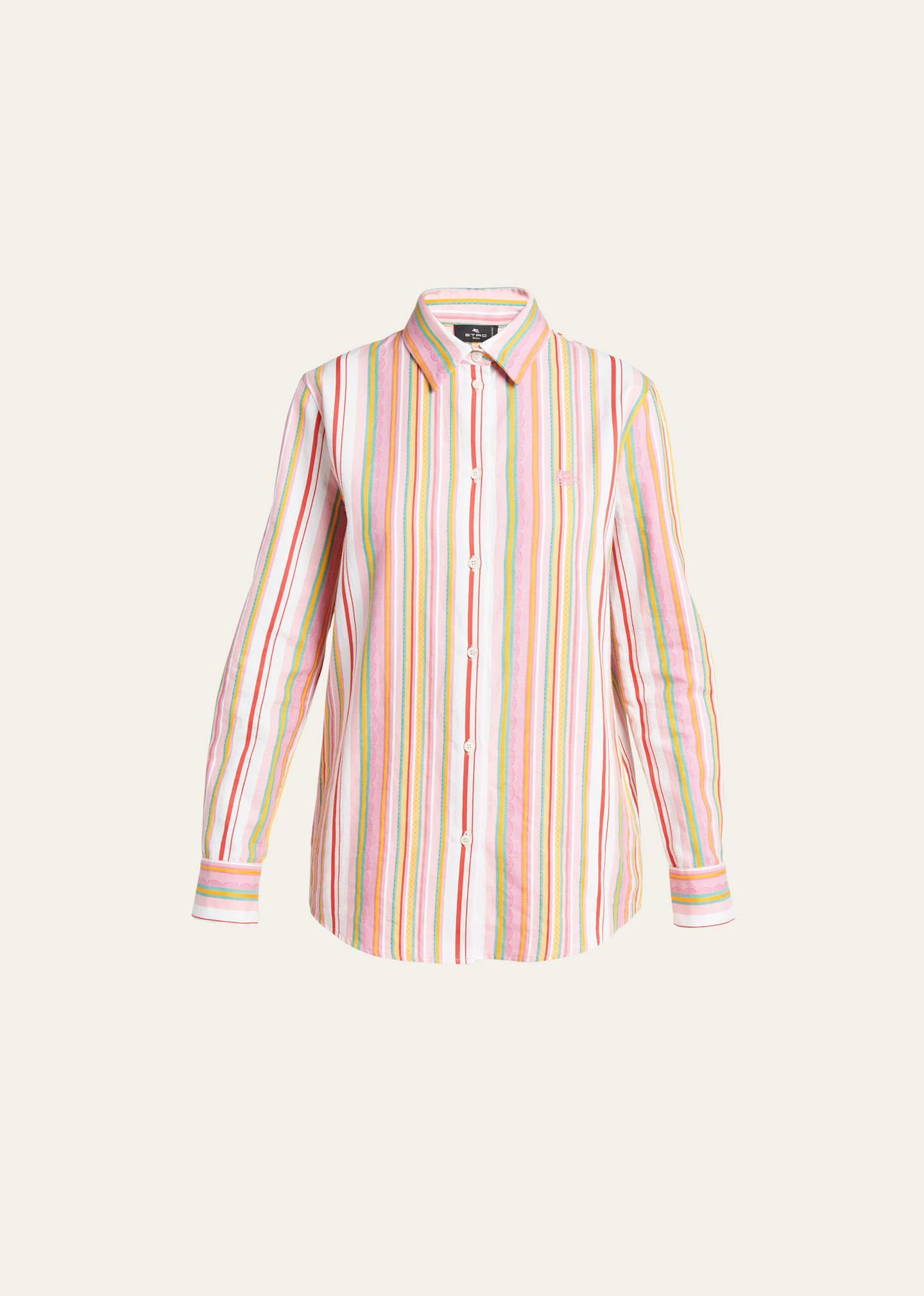 Etro Striped Jacquard Cotton Shirt In Stripes