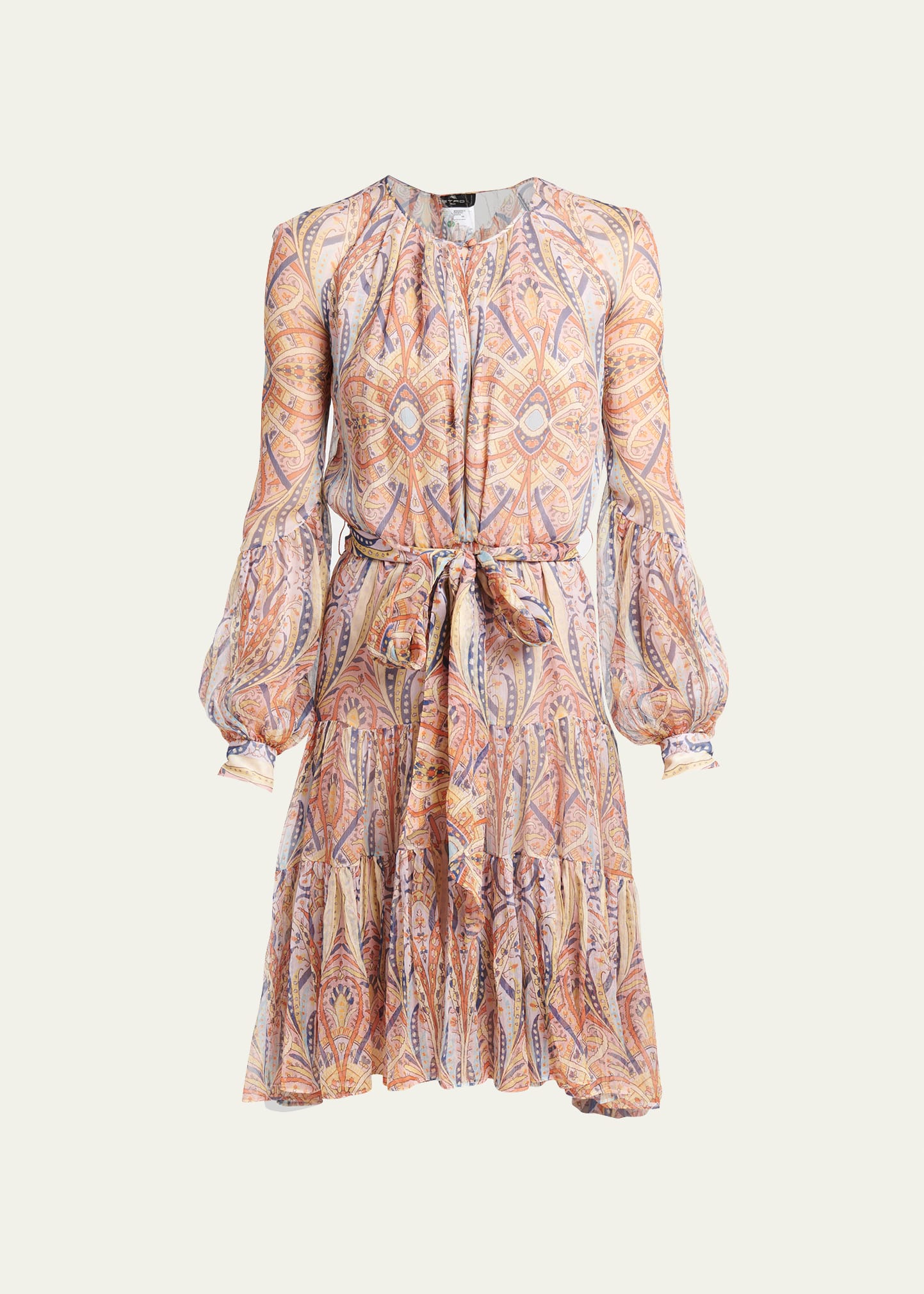 Etro Printed Tiered Skirt Dress With Elasticated Waistband In Print On Purple B