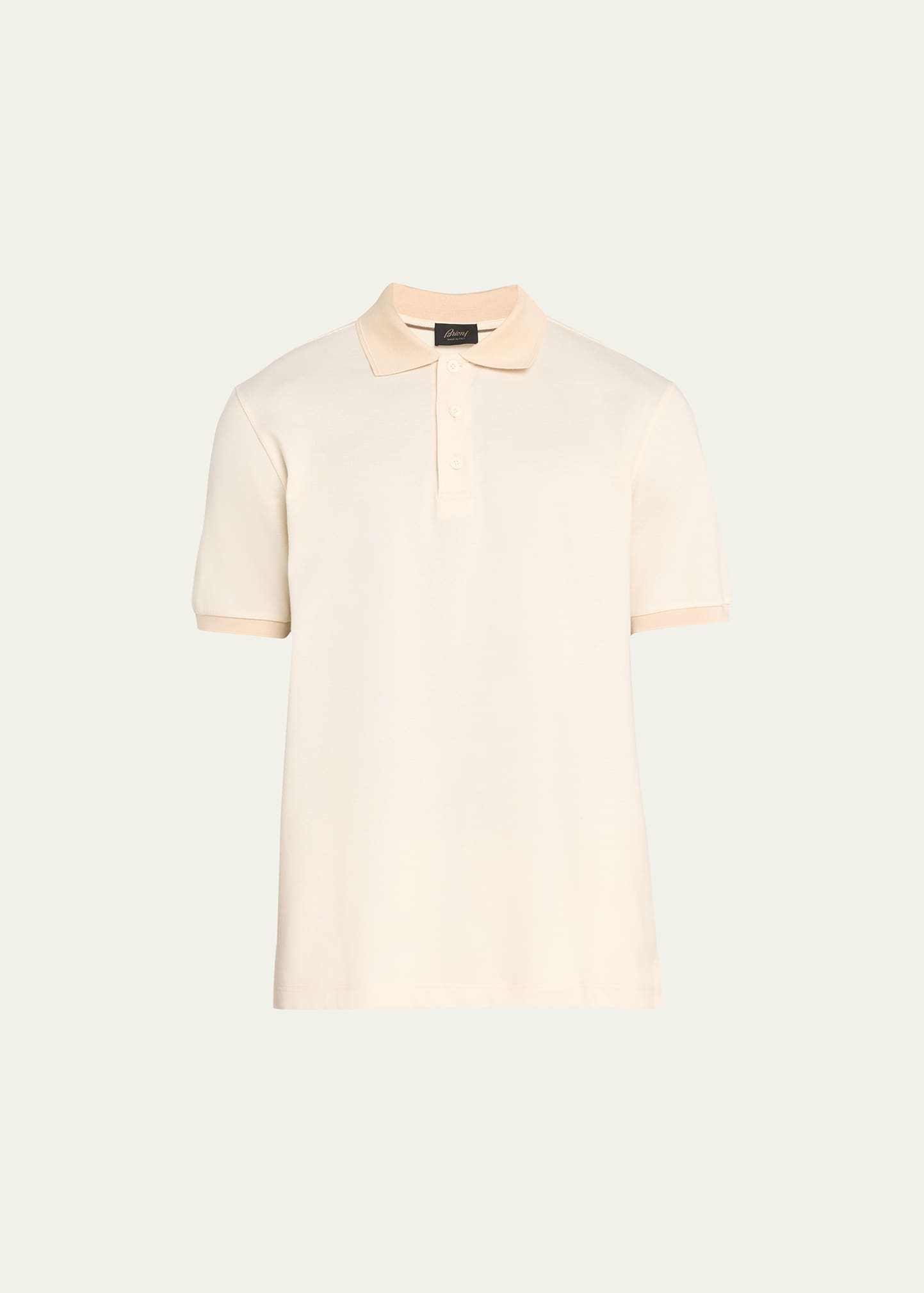 Shop Brioni Men's Cotton Polo Shirt In Off White
