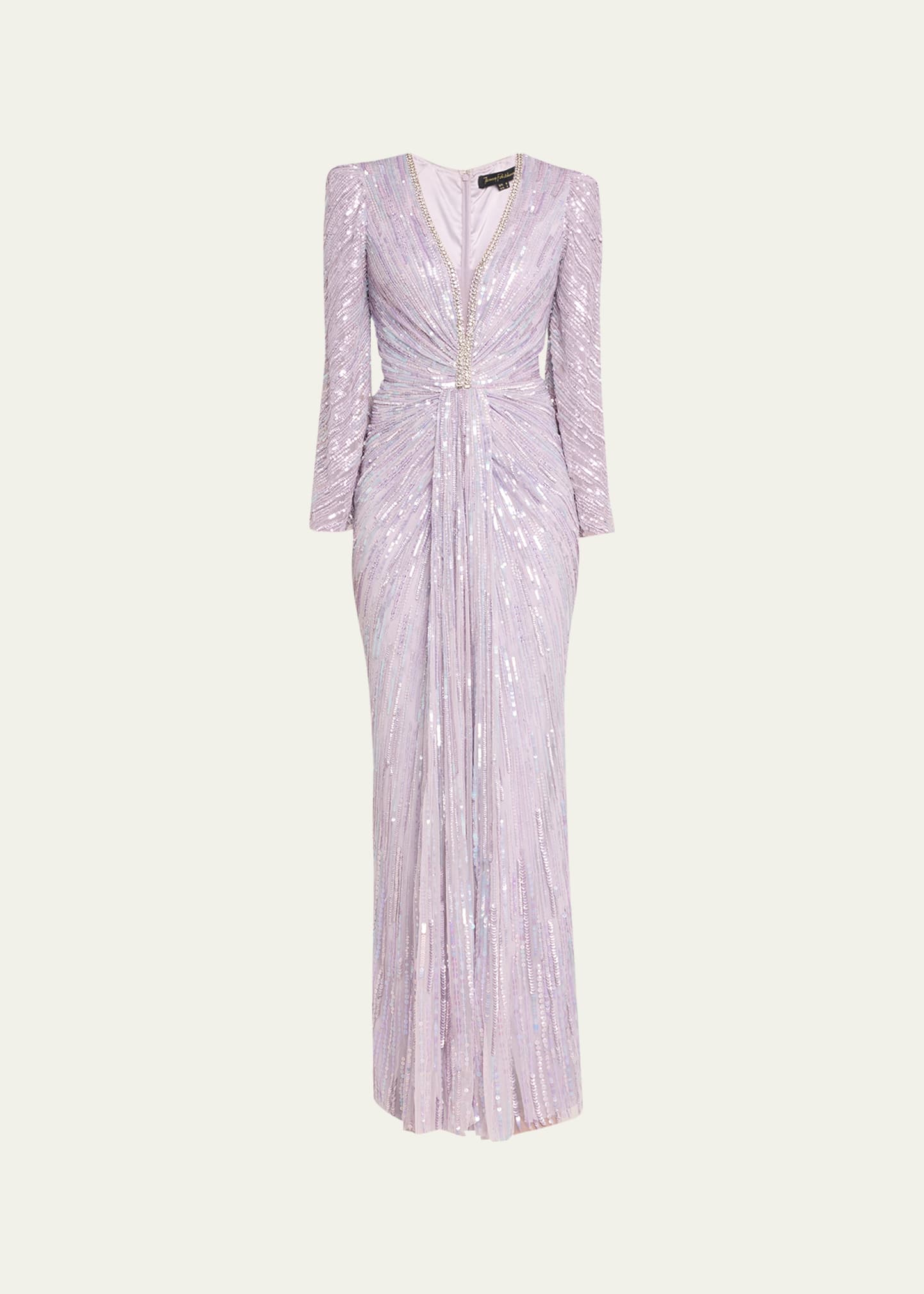 Jenny Packham Darcy Embellished Gown With Gathered Front In Lavender