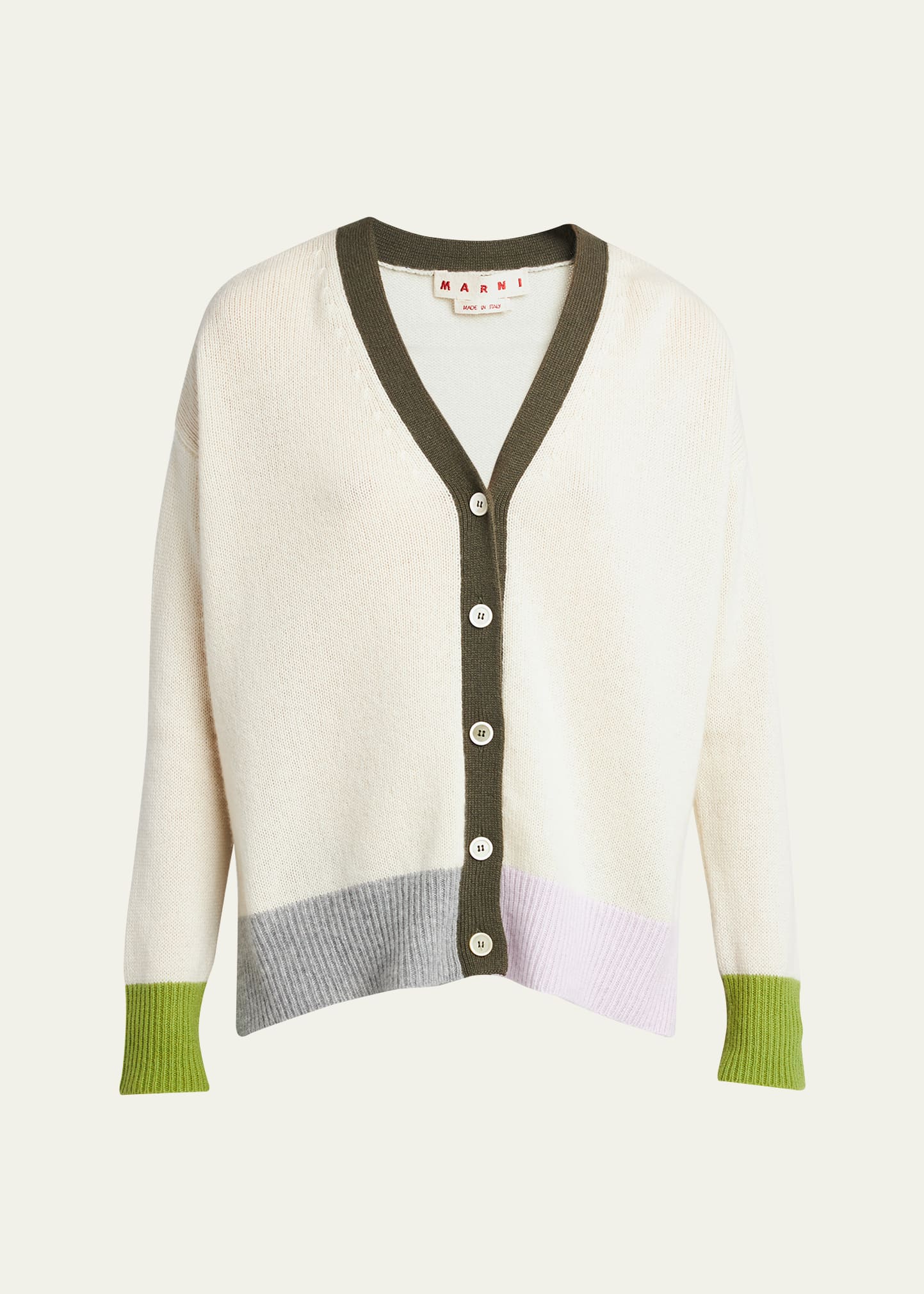 Shop Marni Asymmetrical Length Cashmere Knit Cardigan In White